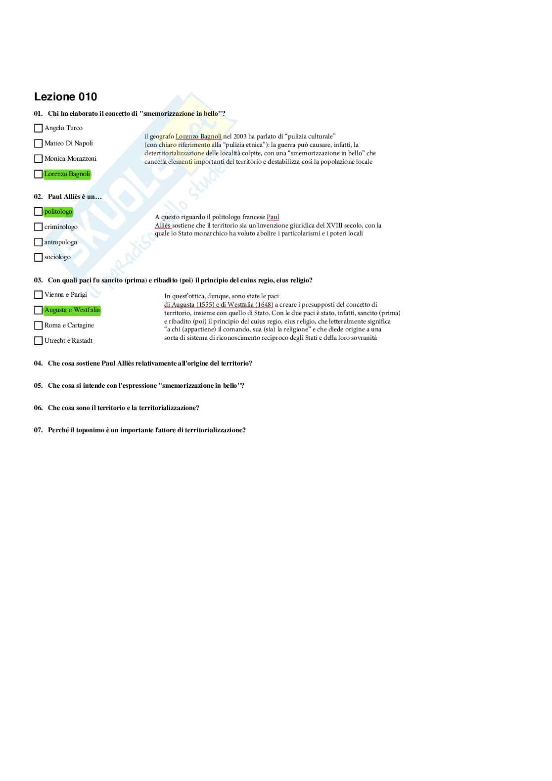 Paniere Geografia - Risposte multiple - aggiornato (2026) Pag. 11