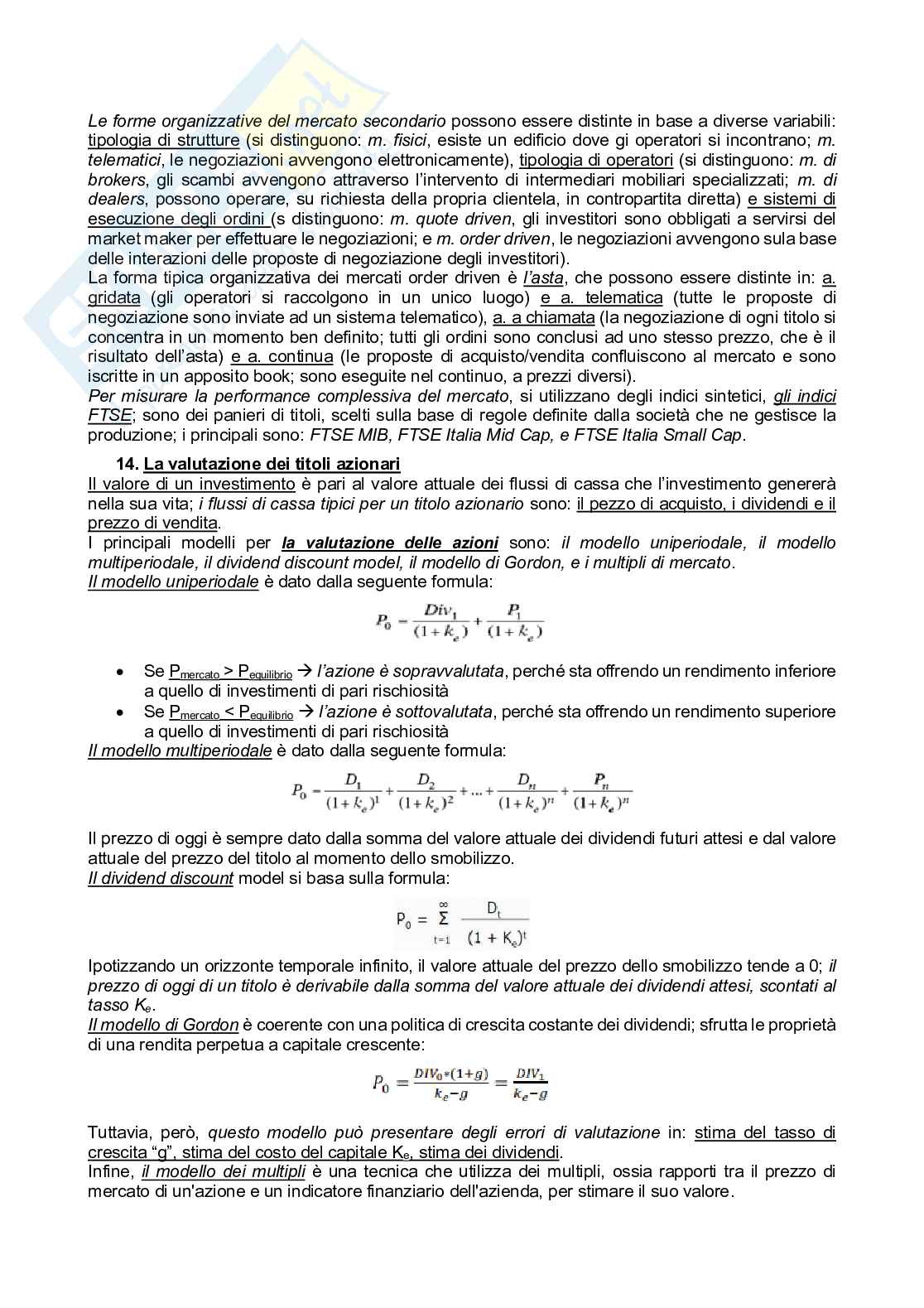 Riassunto esame Sistemi e strumenti finanziari, Prof. Pellegrini Laura, libro consigliato Sistemi e strumenti finanziari, Geranio Pag. 11