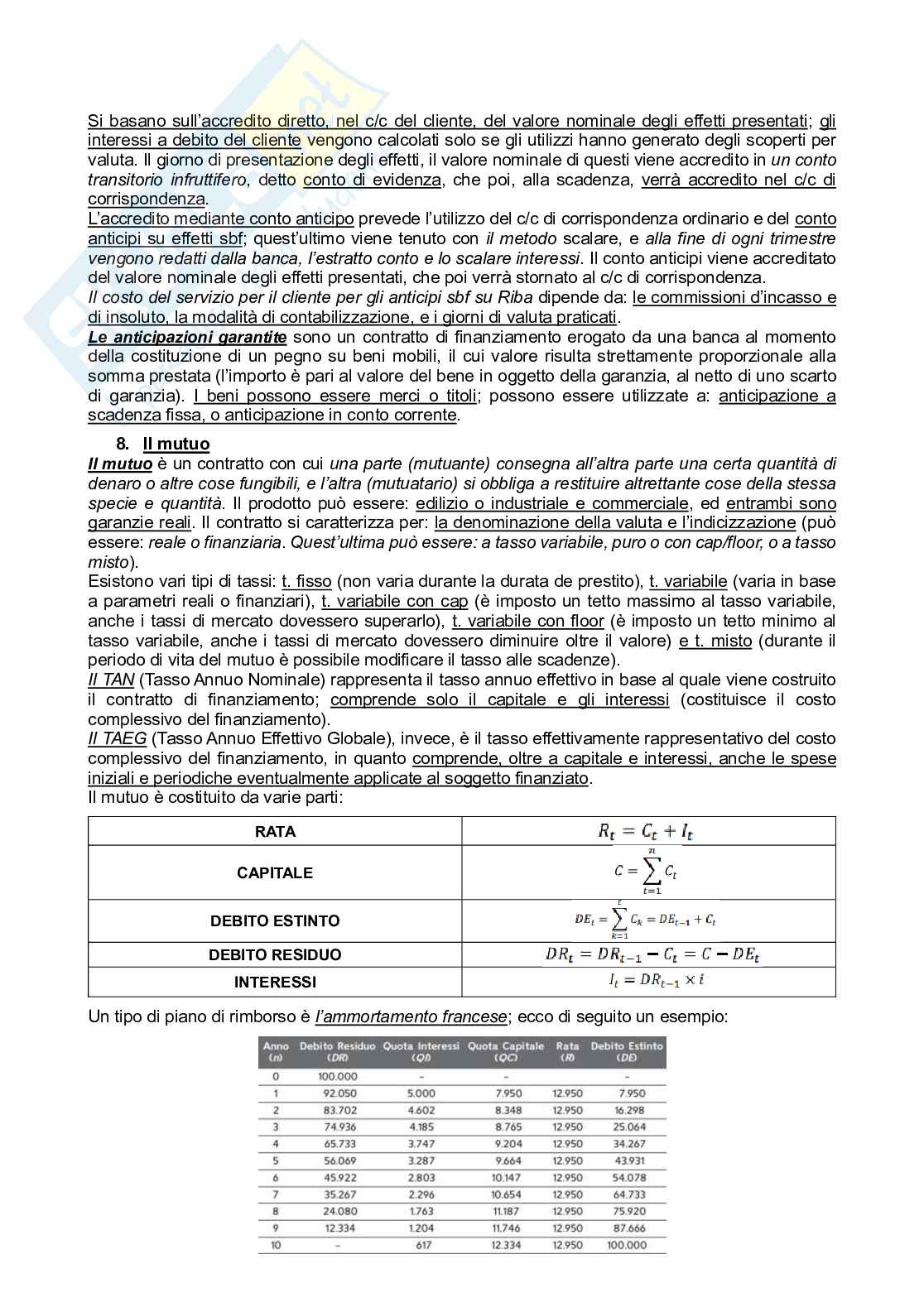 Riassunto esame Sistemi e strumenti finanziari, Prof. Pellegrini Laura, libro consigliato Sistemi e strumenti finanziari, Geranio Pag. 6