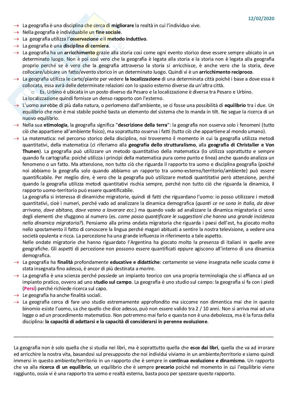 Riassunto esame Geografia e Didattica della Geografia, Prof. Ugolini e Persi. Appunti e rielaborazione personale attraverso la frequenza a tutte le lezioni Pag. 2
