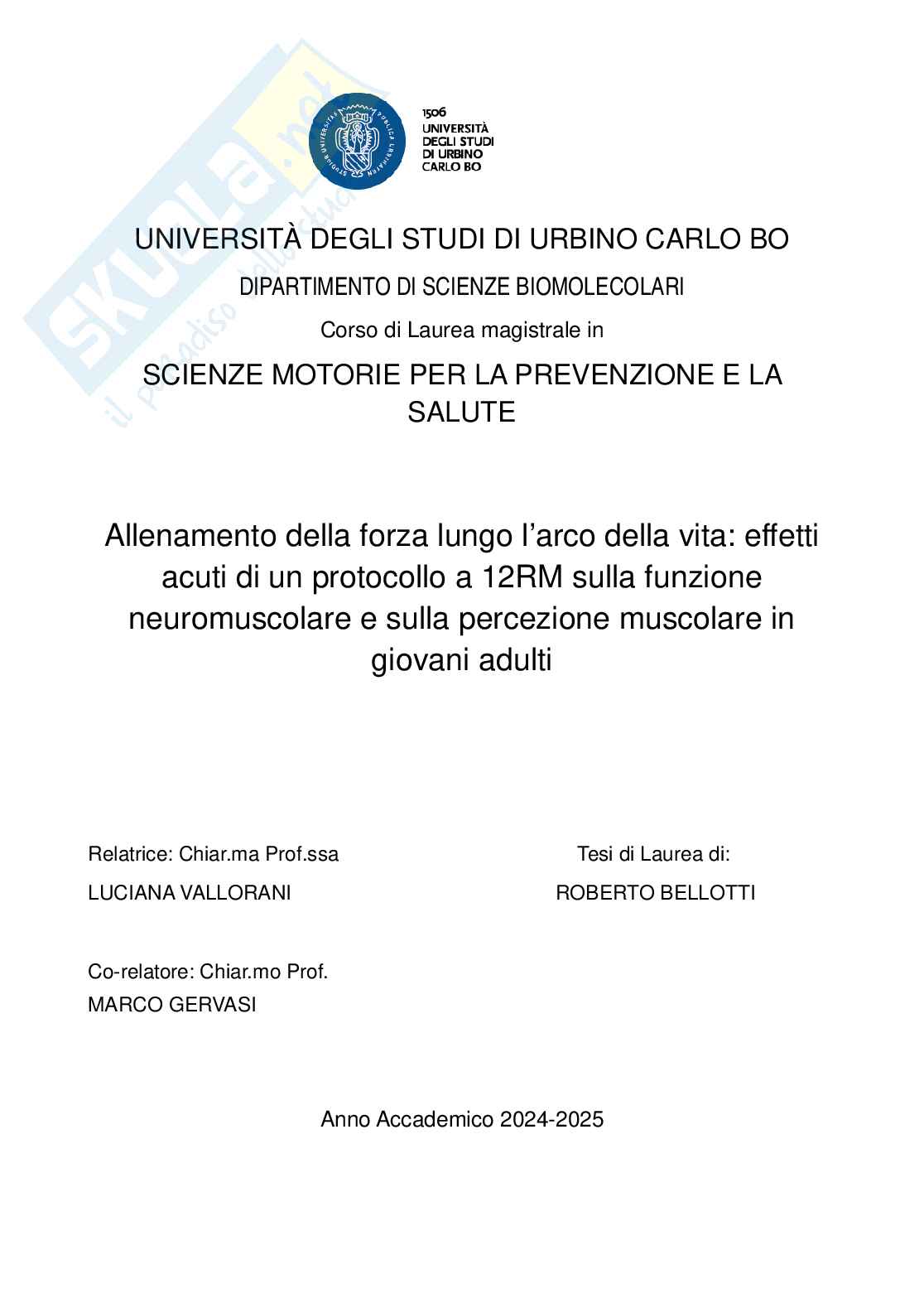 Allenamento della forza lungo l'arco della vita: effetti acuti di un protocollo a 12RM sulla funzione neuromuscolare e sulla percezione muscolare in giovani adulti Pag. 1