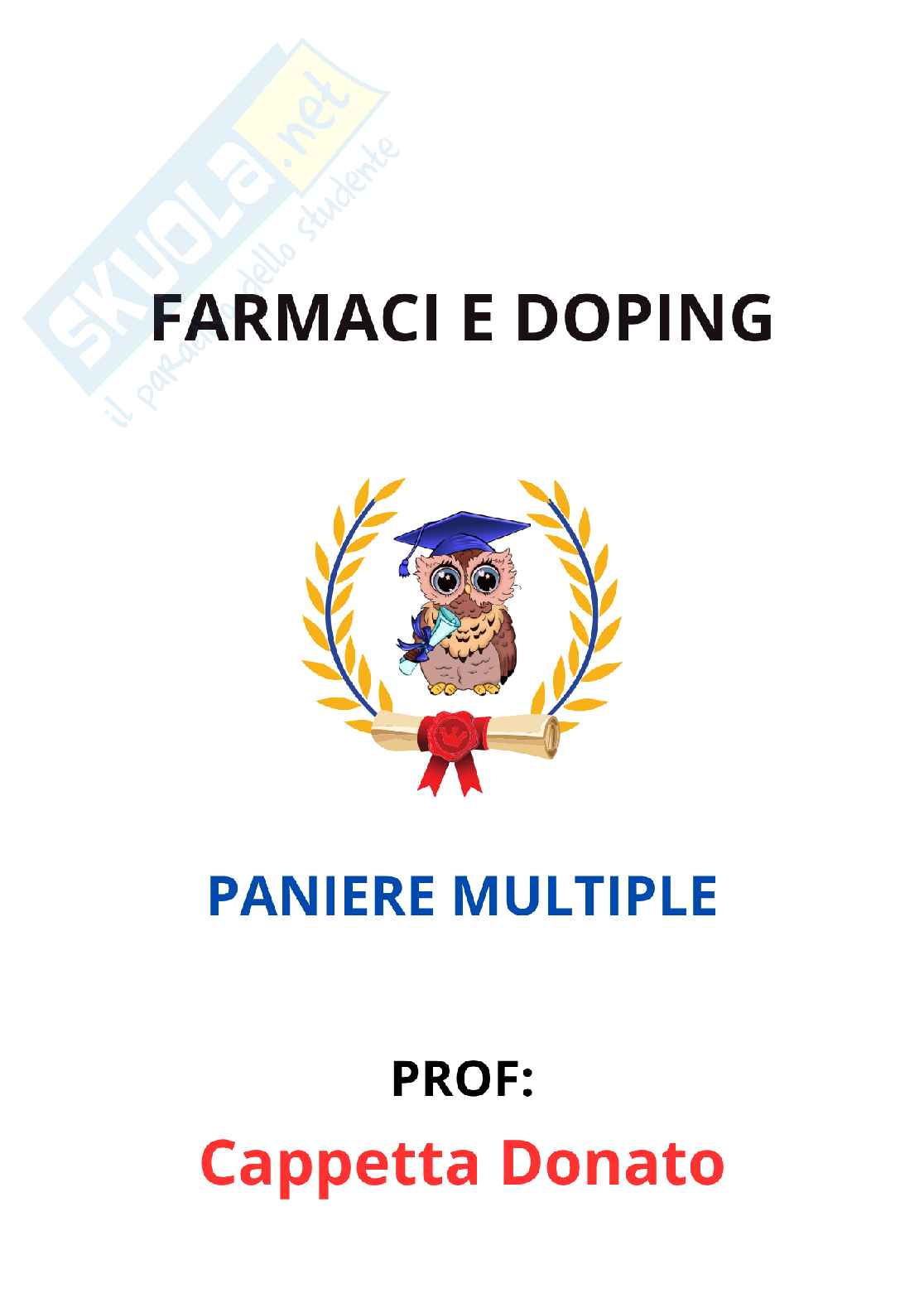 Paniere Farmaci e doping (2026) - Risposte multiple corrette Pag. 1