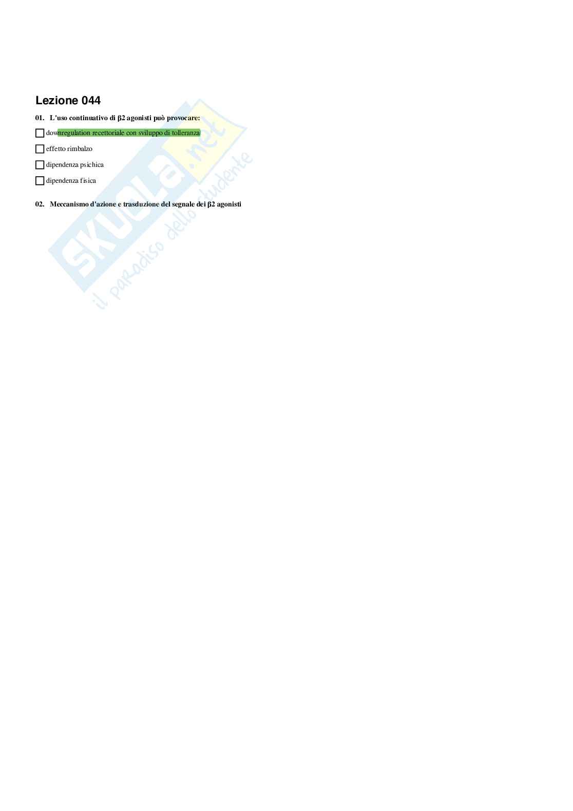 Paniere Farmaci e doping (2026) - Risposte multiple corrette Pag. 46