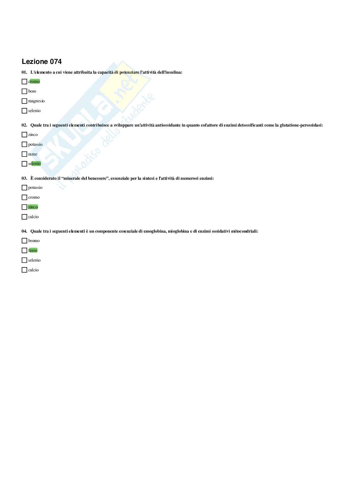 Paniere Farmaci e doping (2026) - Risposte multiple corrette Pag. 76
