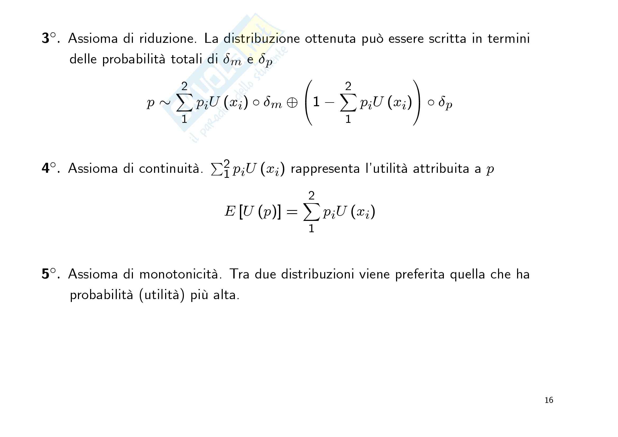 Economia finanziaria - la teoria dell'utilità attesa Pag. 16