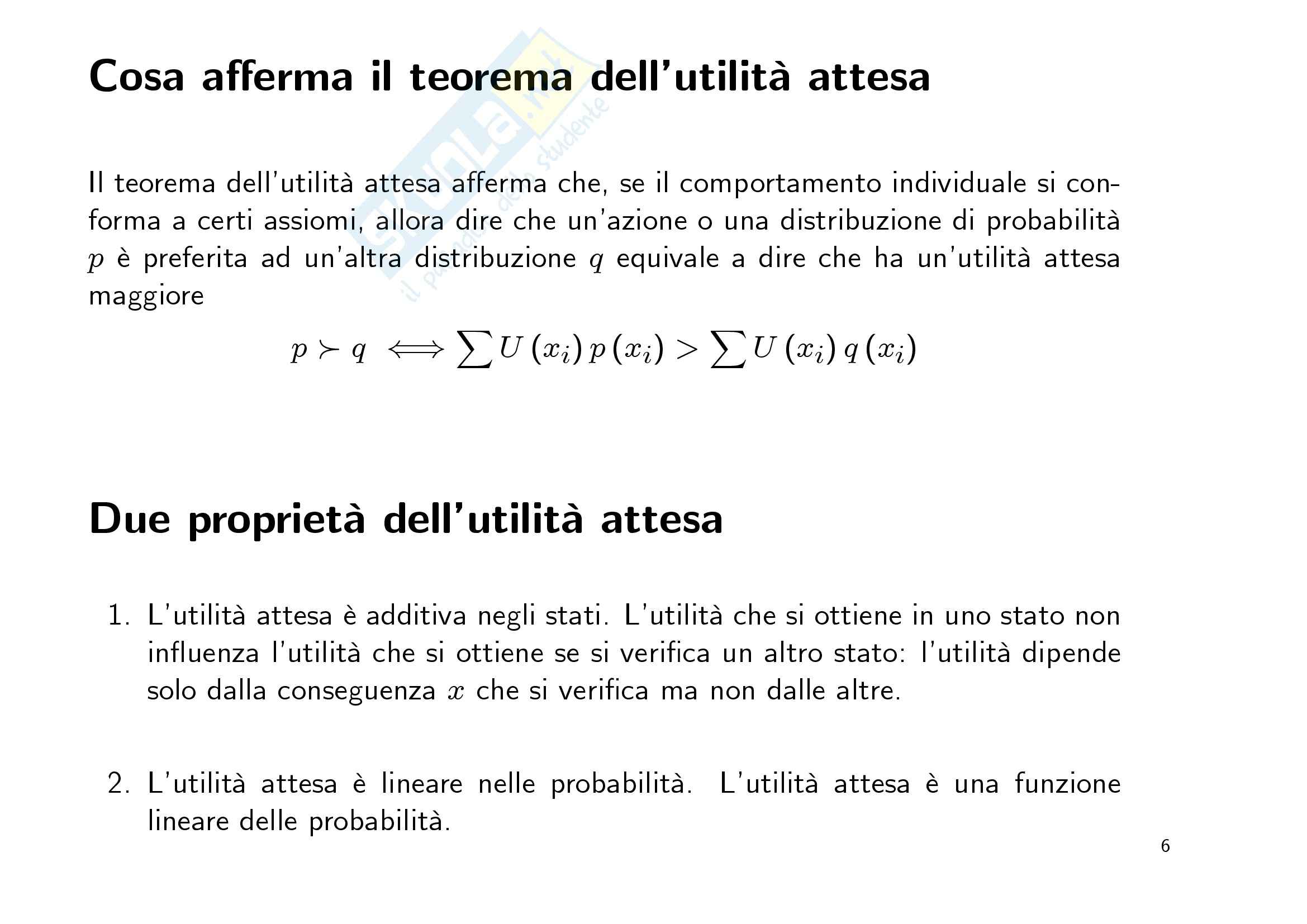 Economia finanziaria - la teoria dell'utilità attesa Pag. 6