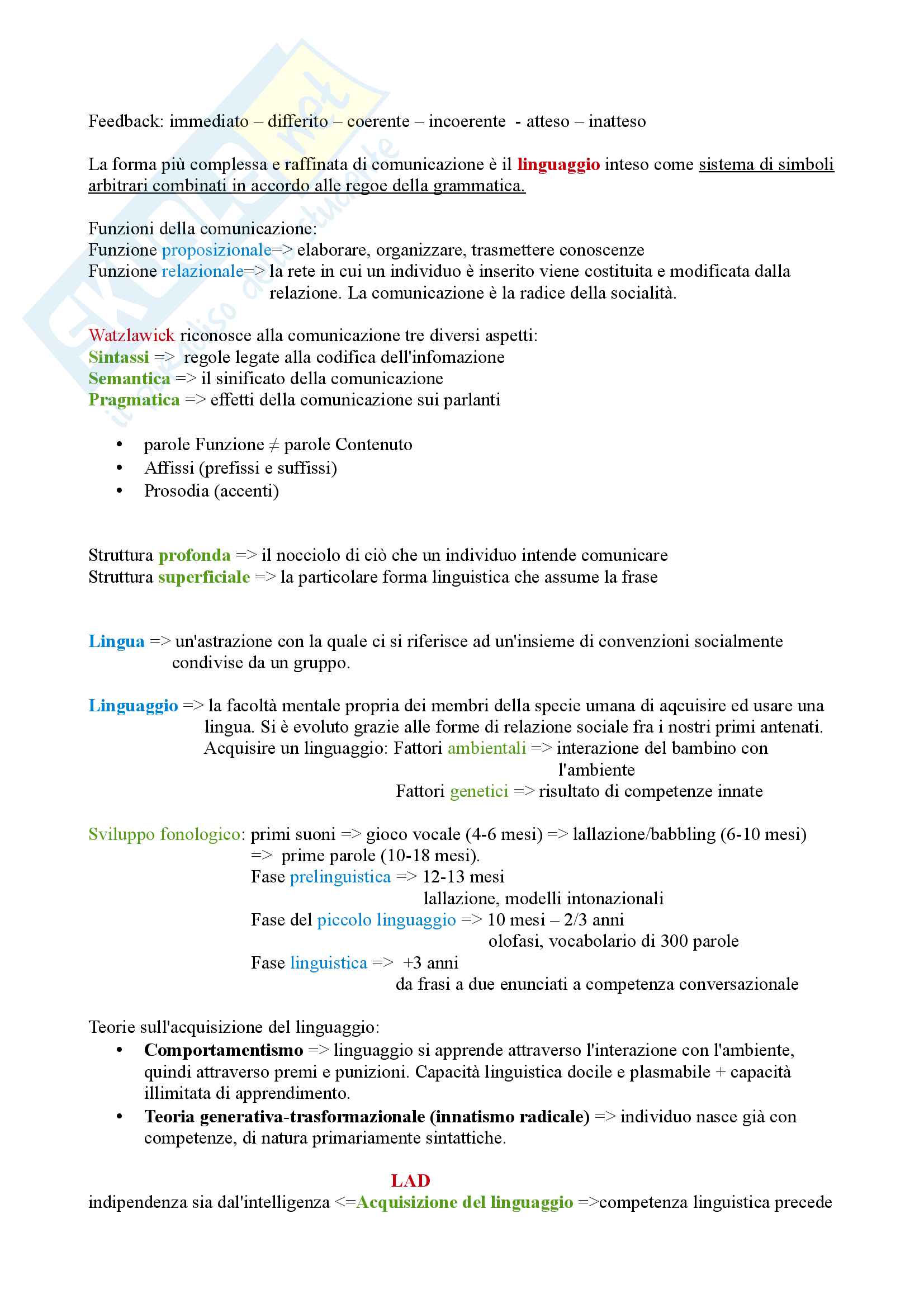 Psicologia dei processi cognitivi: attenzione e coscienza, intelligenza, lingue linguaggio e comunicazione, il pensiero e la soluzione dei problemi, stile di vita stress e salute Pag. 6