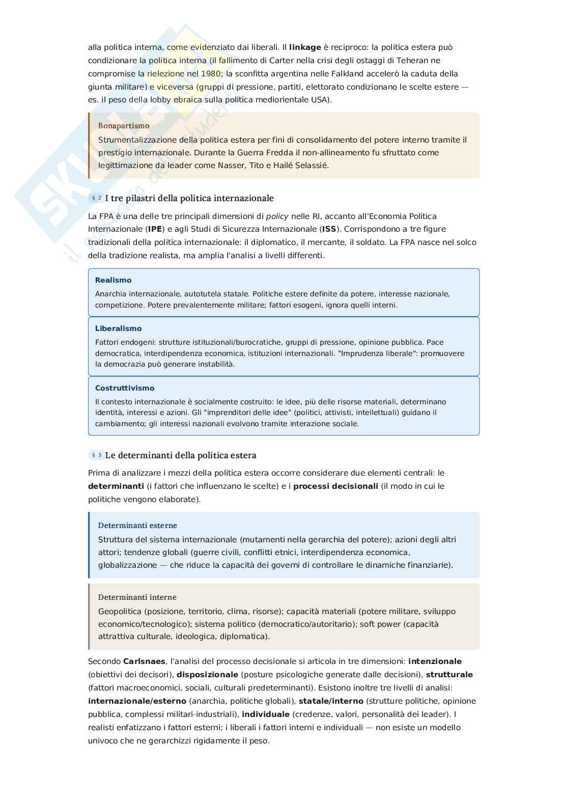 Riassunto esame Relazioni internazionali, Prof. Calossi Enrico, libro consigliato Manuale di politica estera italiana, Diodato, Marchetti Pag. 2