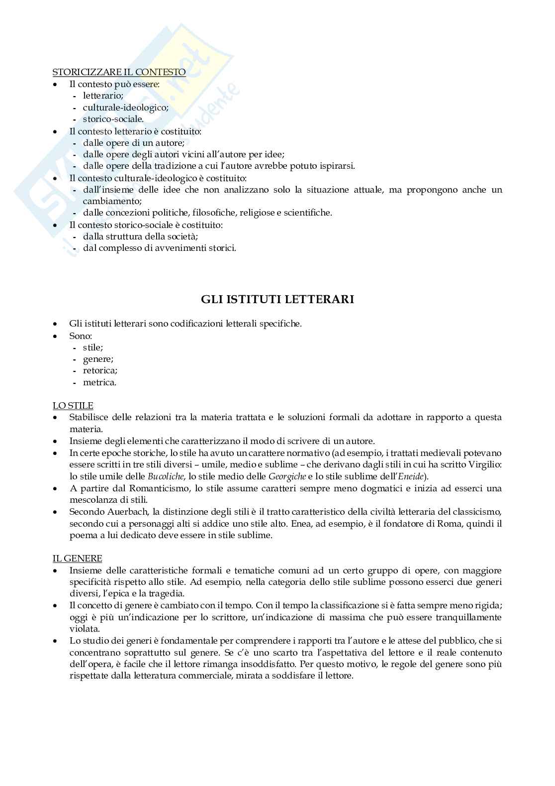 Appunti del corso di Letteratura Italiana   Pag. 2