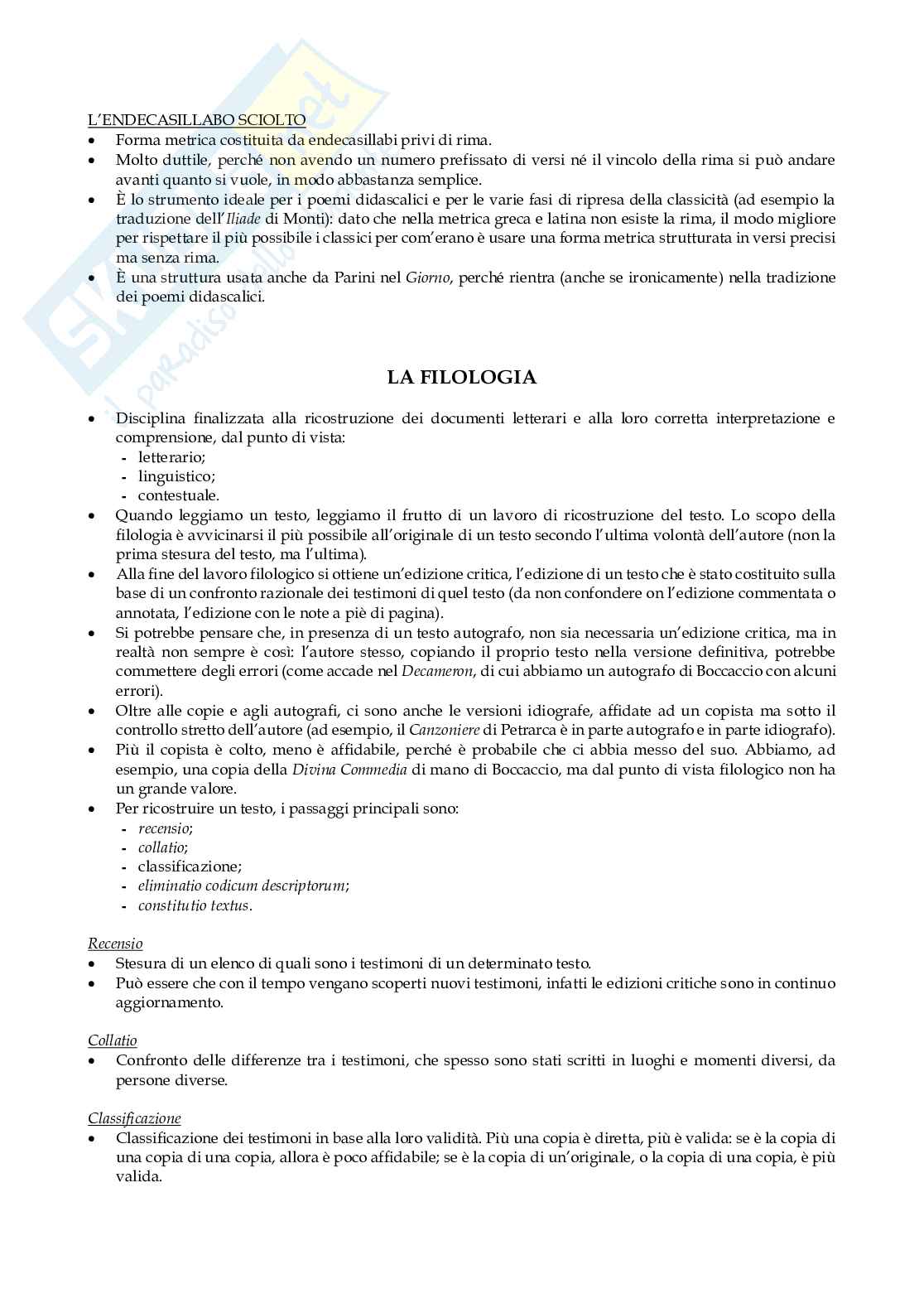 Appunti del corso di Letteratura Italiana   Pag. 6