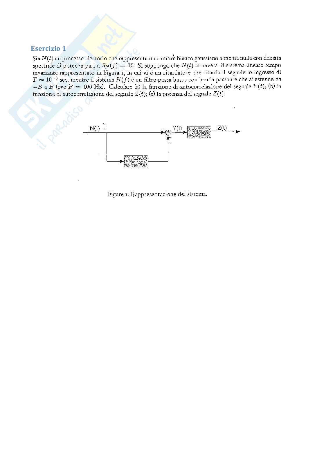 Esercizi processi aleatori Pag. 1