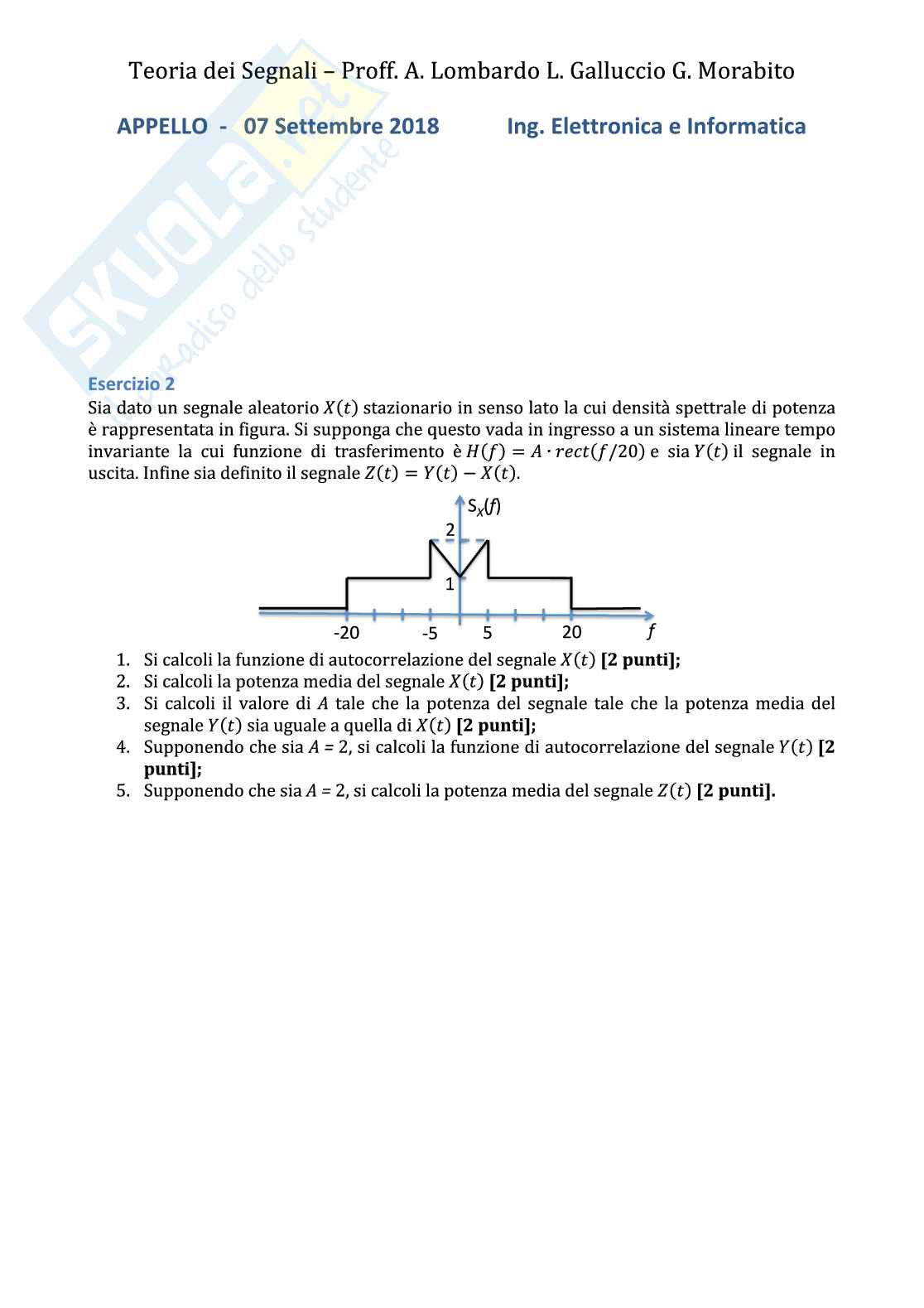 Esercizi processi aleatori Pag. 21