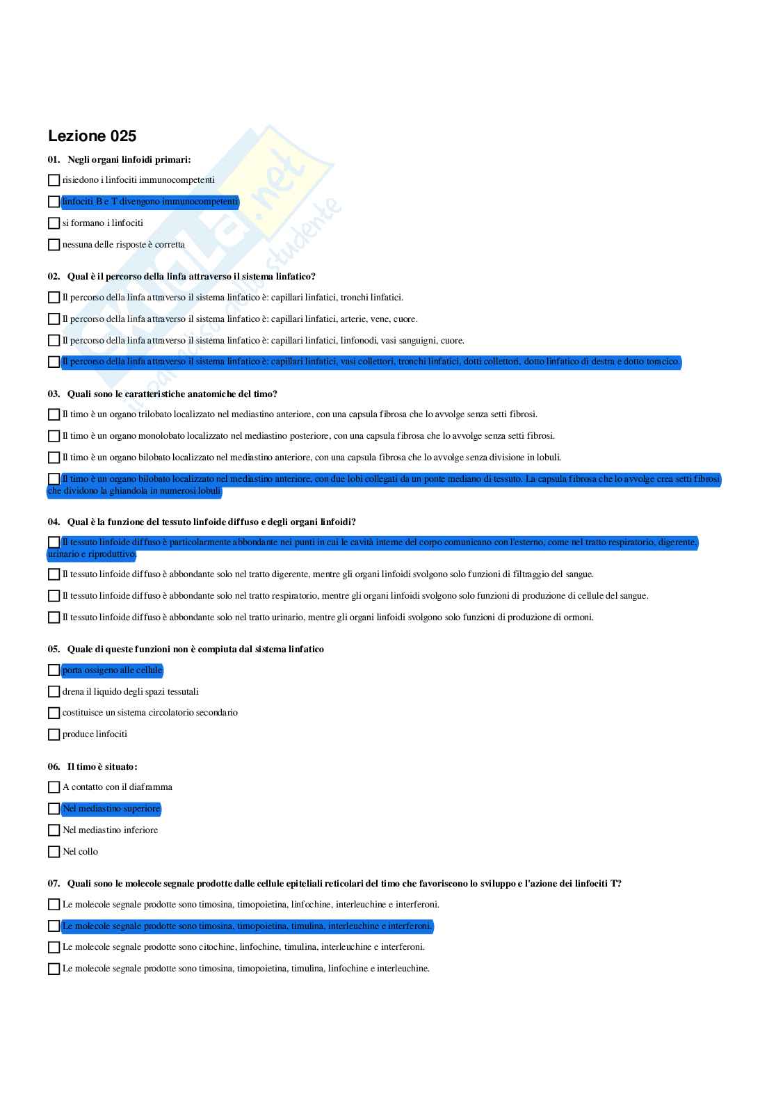 Paniere Anatomia umana - (2026) - Risposte multiple corrette Pag. 36