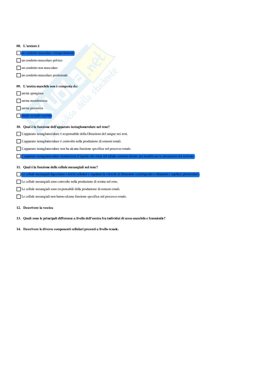 Paniere Anatomia umana - (2026) - Risposte multiple corrette Pag. 46