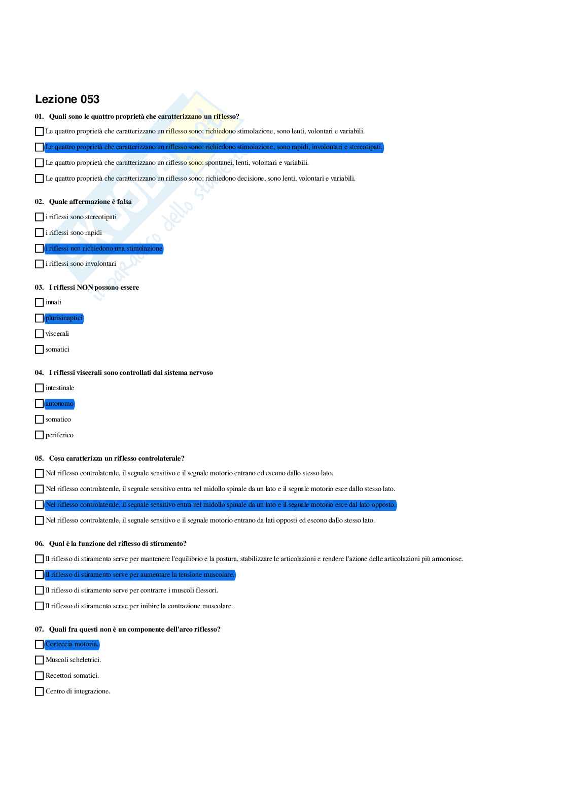 Paniere Anatomia umana - (2026) - Risposte multiple corrette Pag. 76