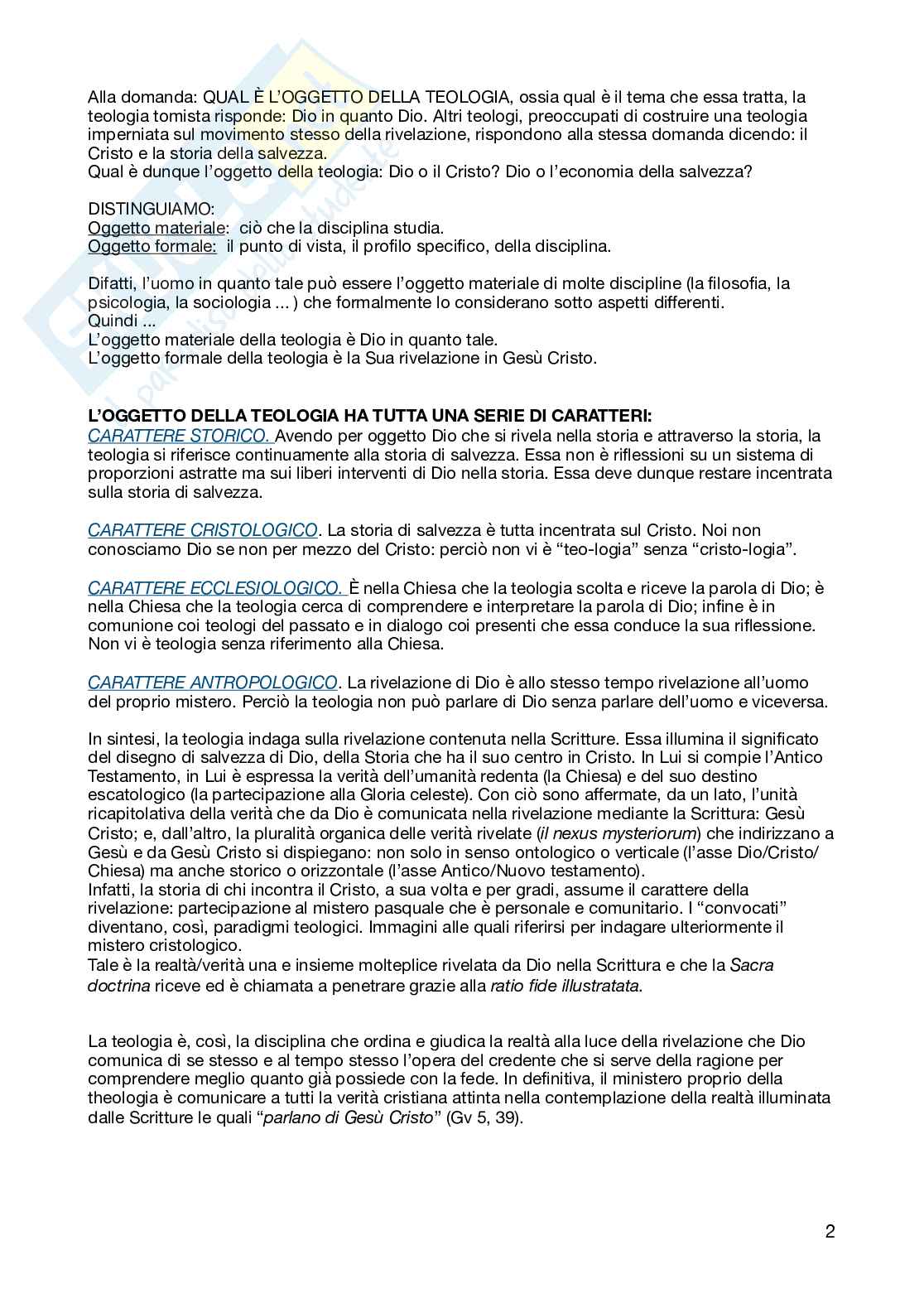 Teologia dogmatica - Secondo anno    Pag. 2