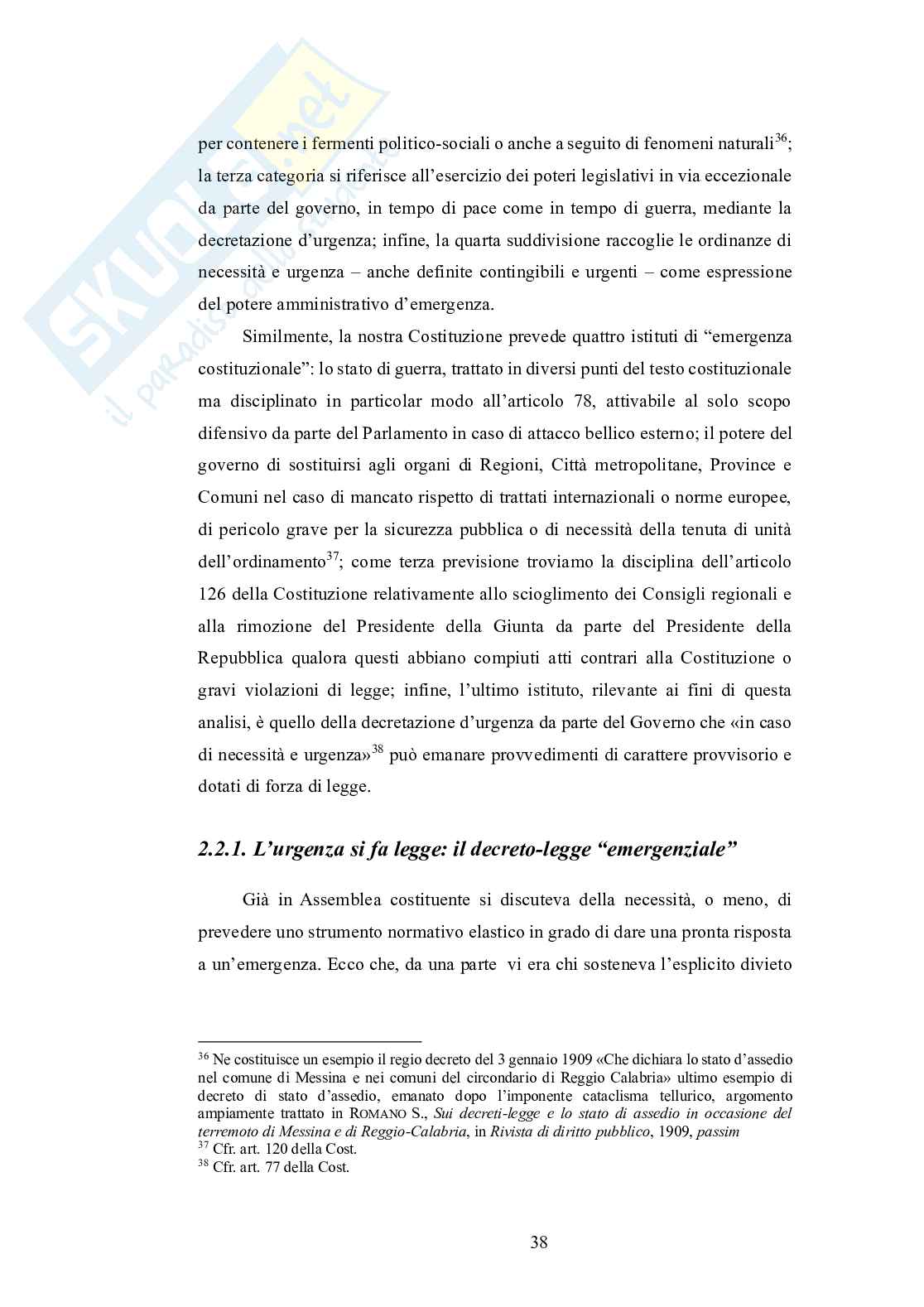Disciplina emergenziale della Protezione Civile nel riparto costituzionale delle competenze Pag. 41