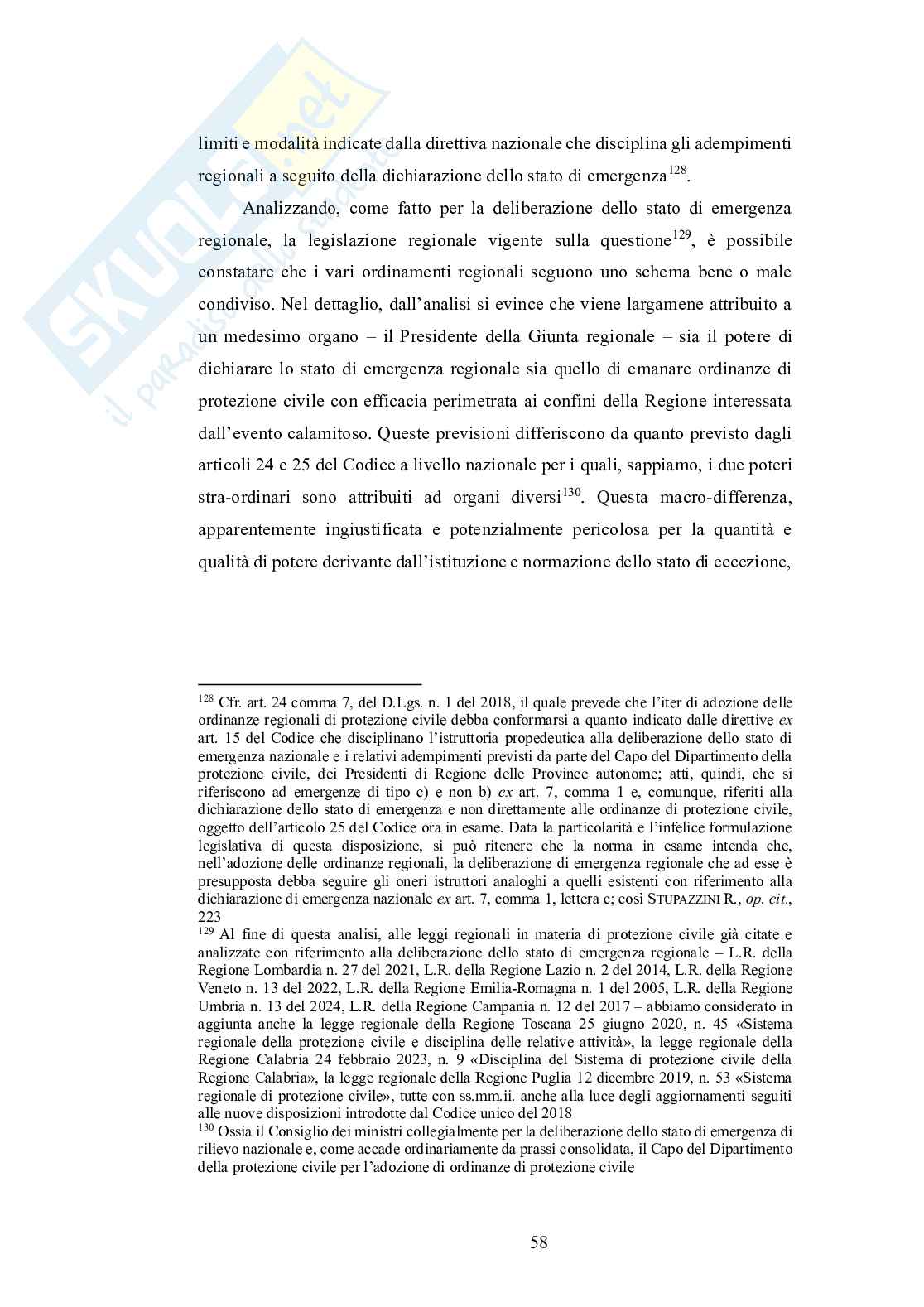 Disciplina emergenziale della Protezione Civile nel riparto costituzionale delle competenze Pag. 61