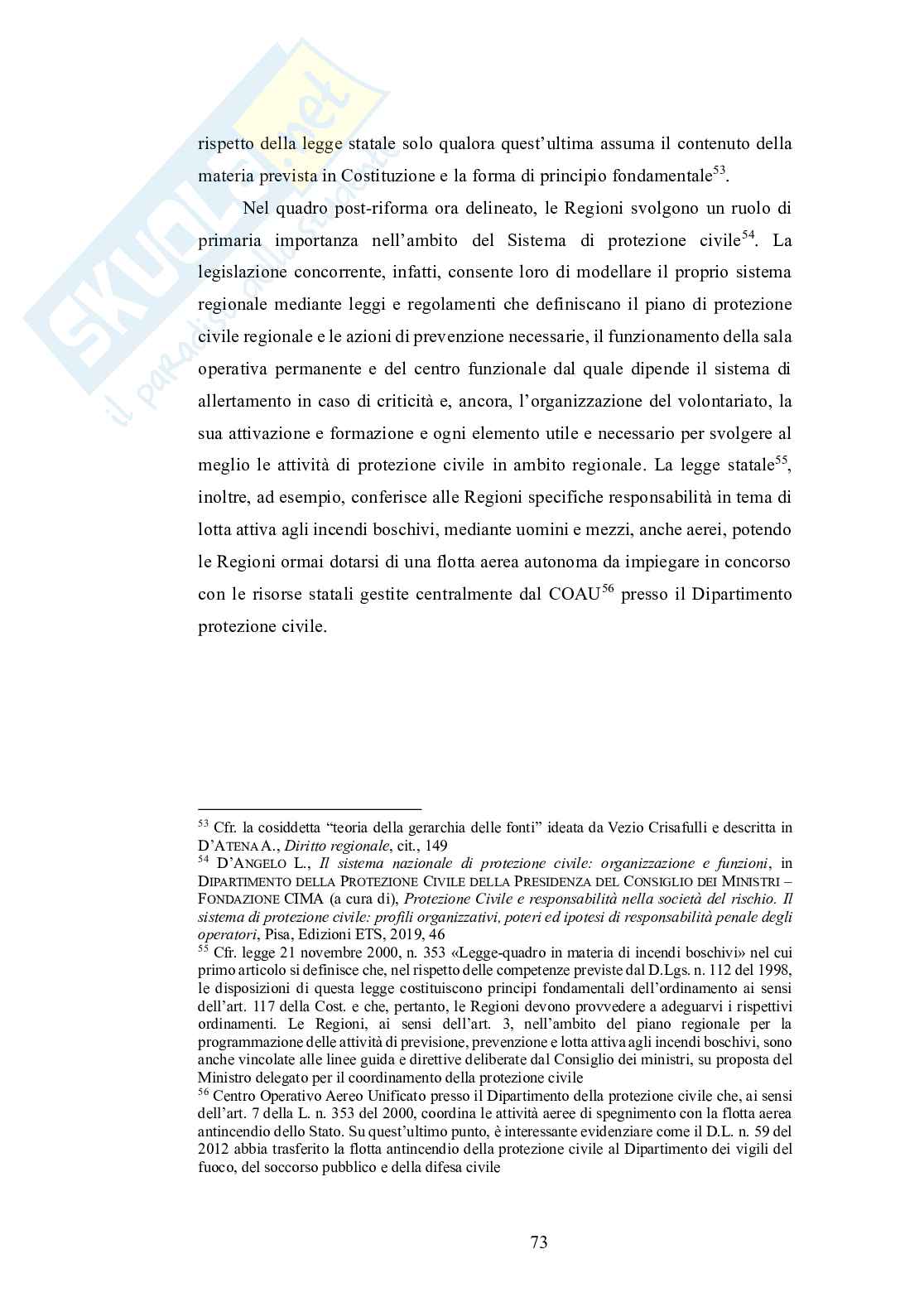 Disciplina emergenziale della Protezione Civile nel riparto costituzionale delle competenze Pag. 76