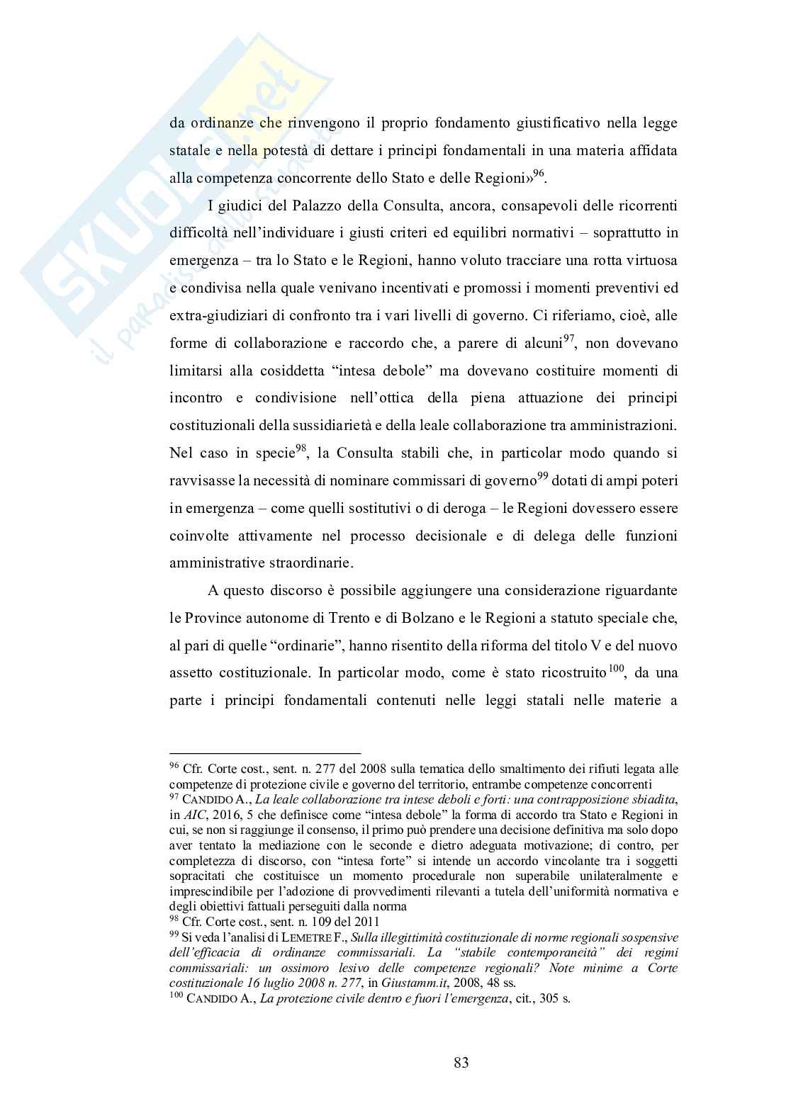 Disciplina emergenziale della Protezione Civile nel riparto costituzionale delle competenze Pag. 86