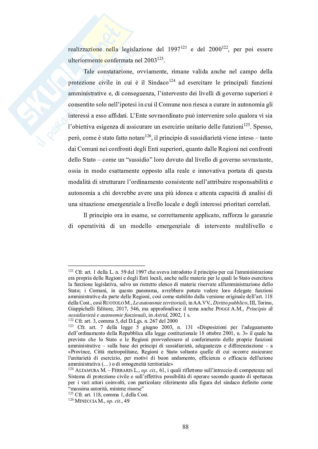 Disciplina emergenziale della Protezione Civile nel riparto costituzionale delle competenze Pag. 91
