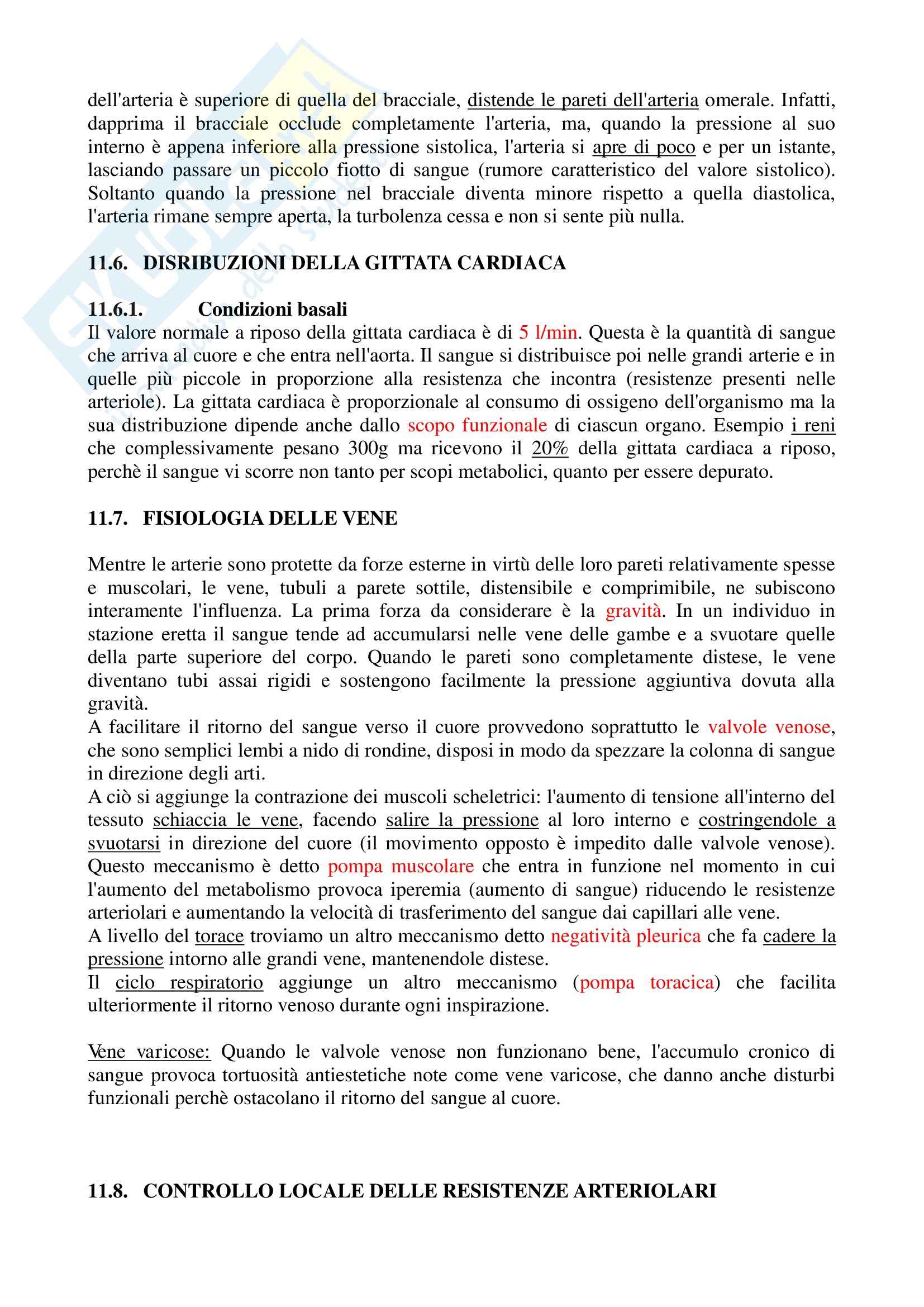 Riassunto esame Fisiologia Generale, prof. Veicsteinas, libro consigliato Fisiologia dell'Uomo - cap. 11 Pag. 6