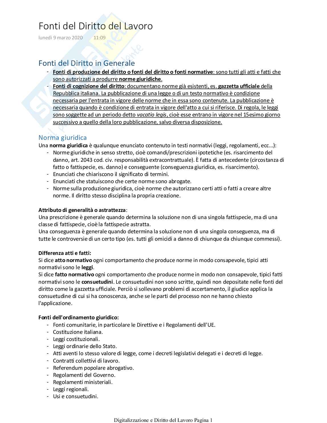 Digitalizzazione e Diritto del lavoro Pag. 1