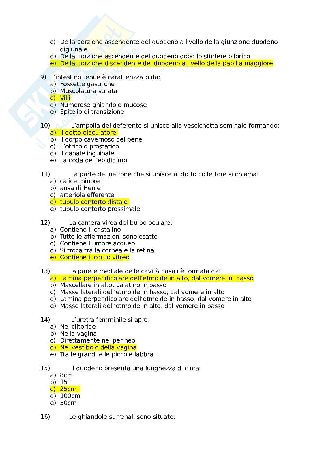 Domande esercitazione esame Anatomia umana Pag. 2