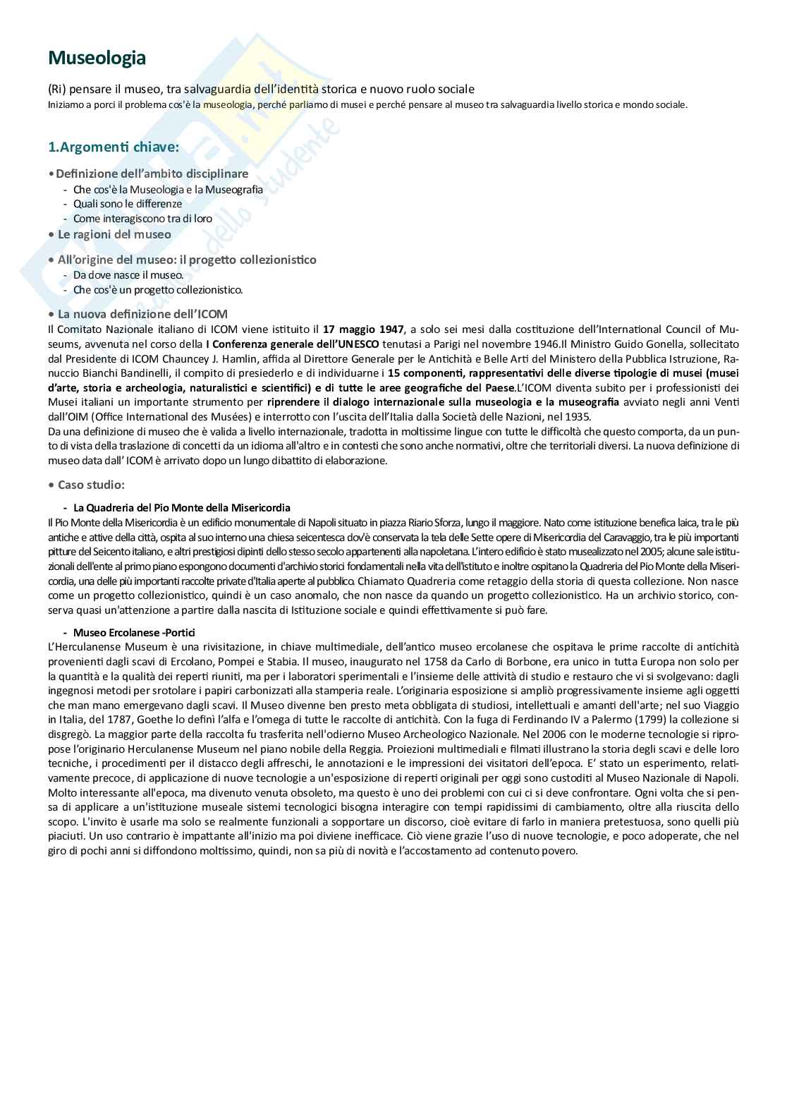 Museologia - Parte 1 Pag. 1