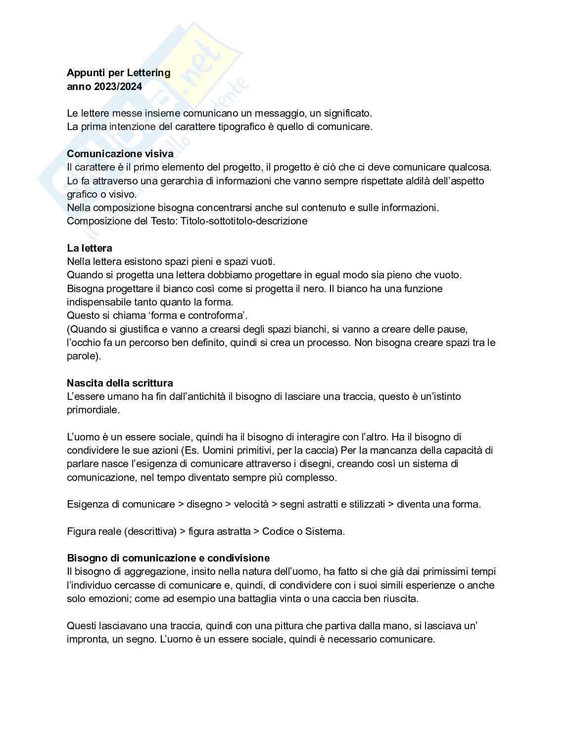 Riassunto esame Lettering, Prof. Tuccillo Paola, libro consigliato Il dettaglio in tipografia , Hochuli Pag. 1