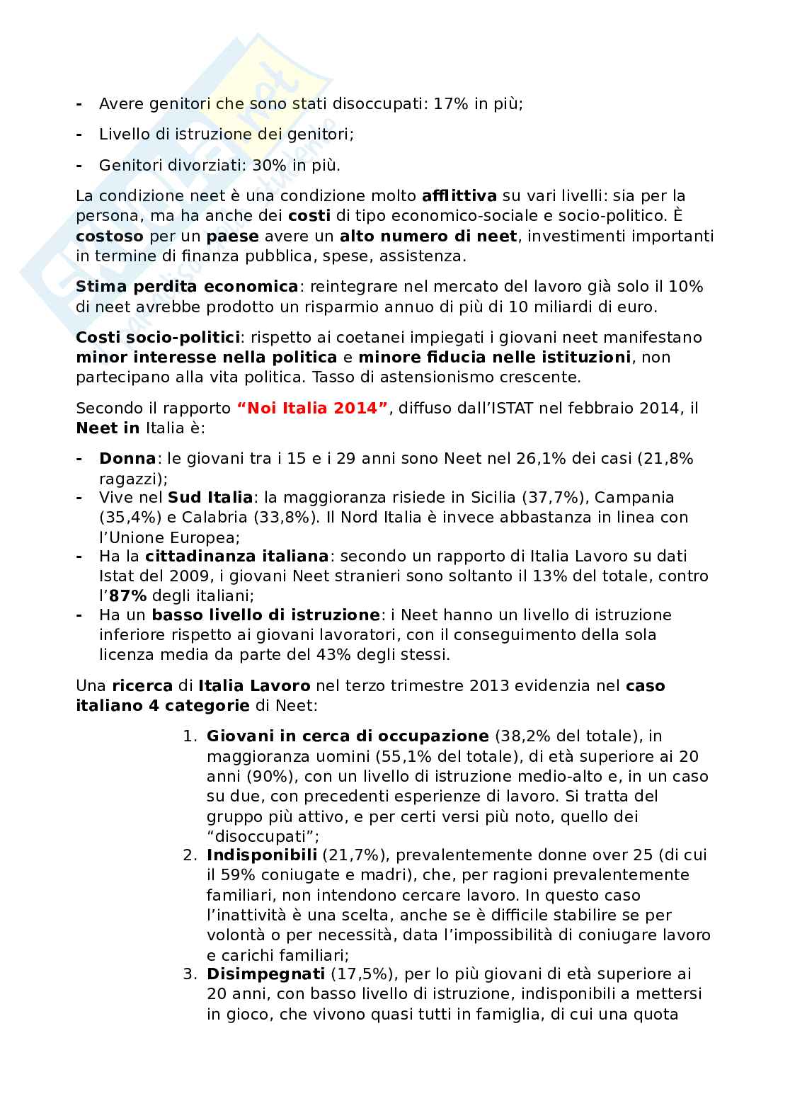 Riassunto esame Sistemi socio-economici, Prof. Antonini Erica, libro consigliato Giovani Senza , Antonini  Pag. 6