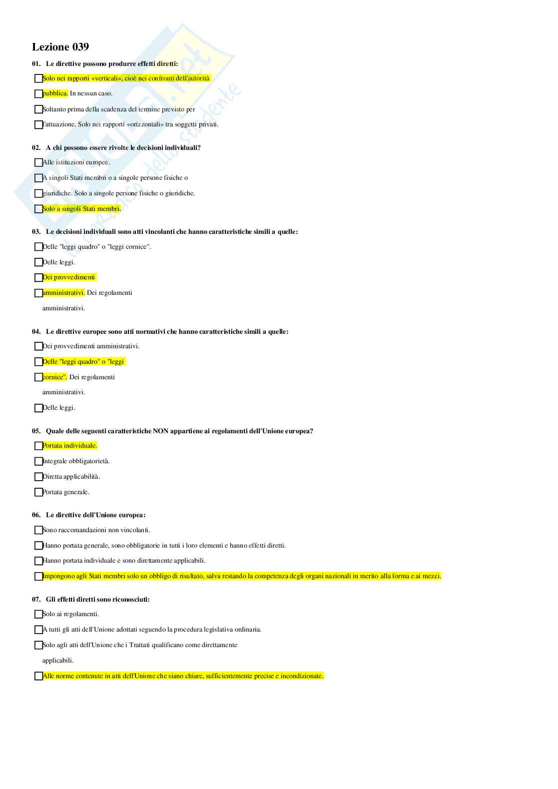 Paniere diritto dell'unione europea - multiple e aperte Pag. 46