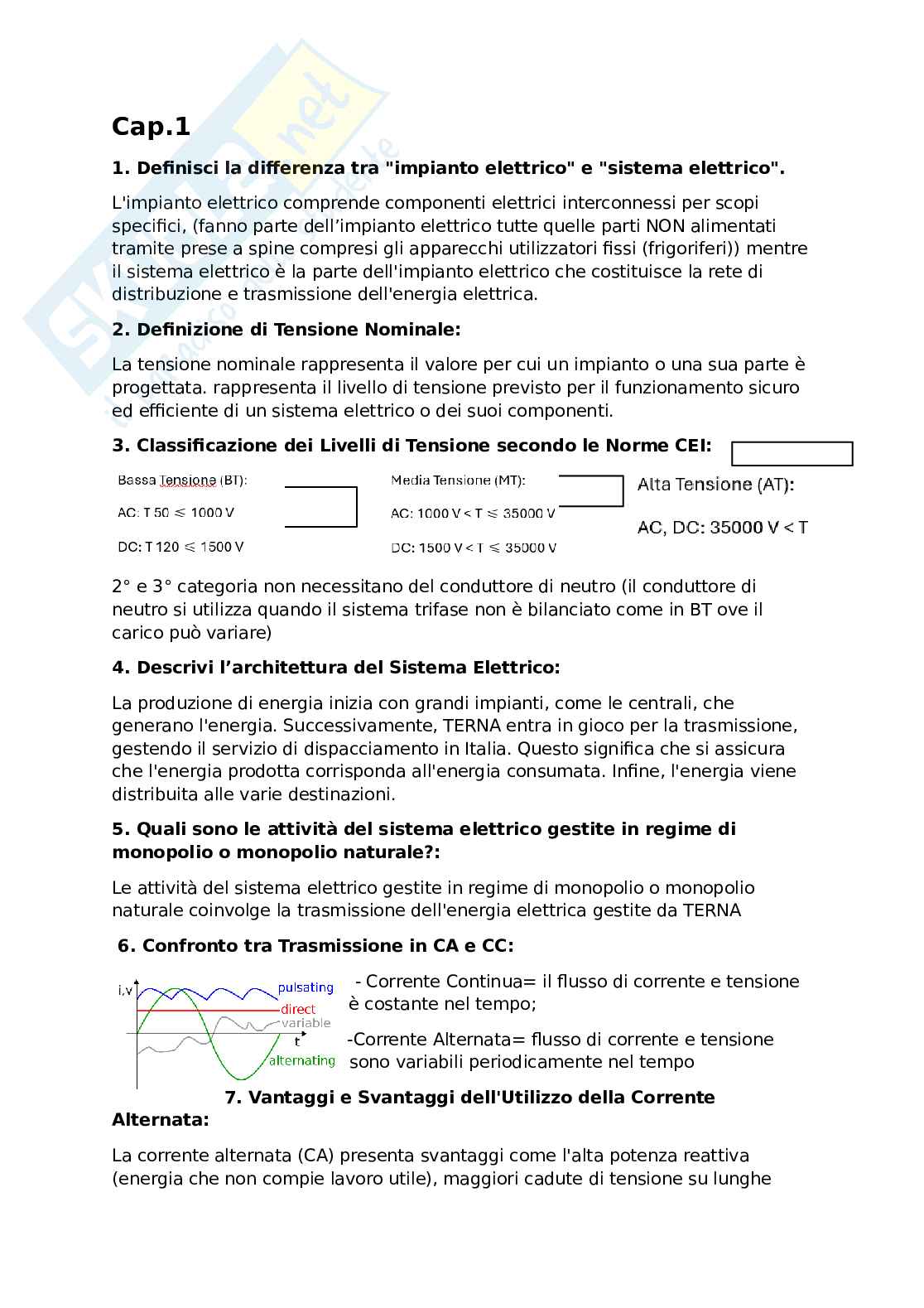 Componenti per i sistemi elettroenergetici - risposta domande Pag. 1