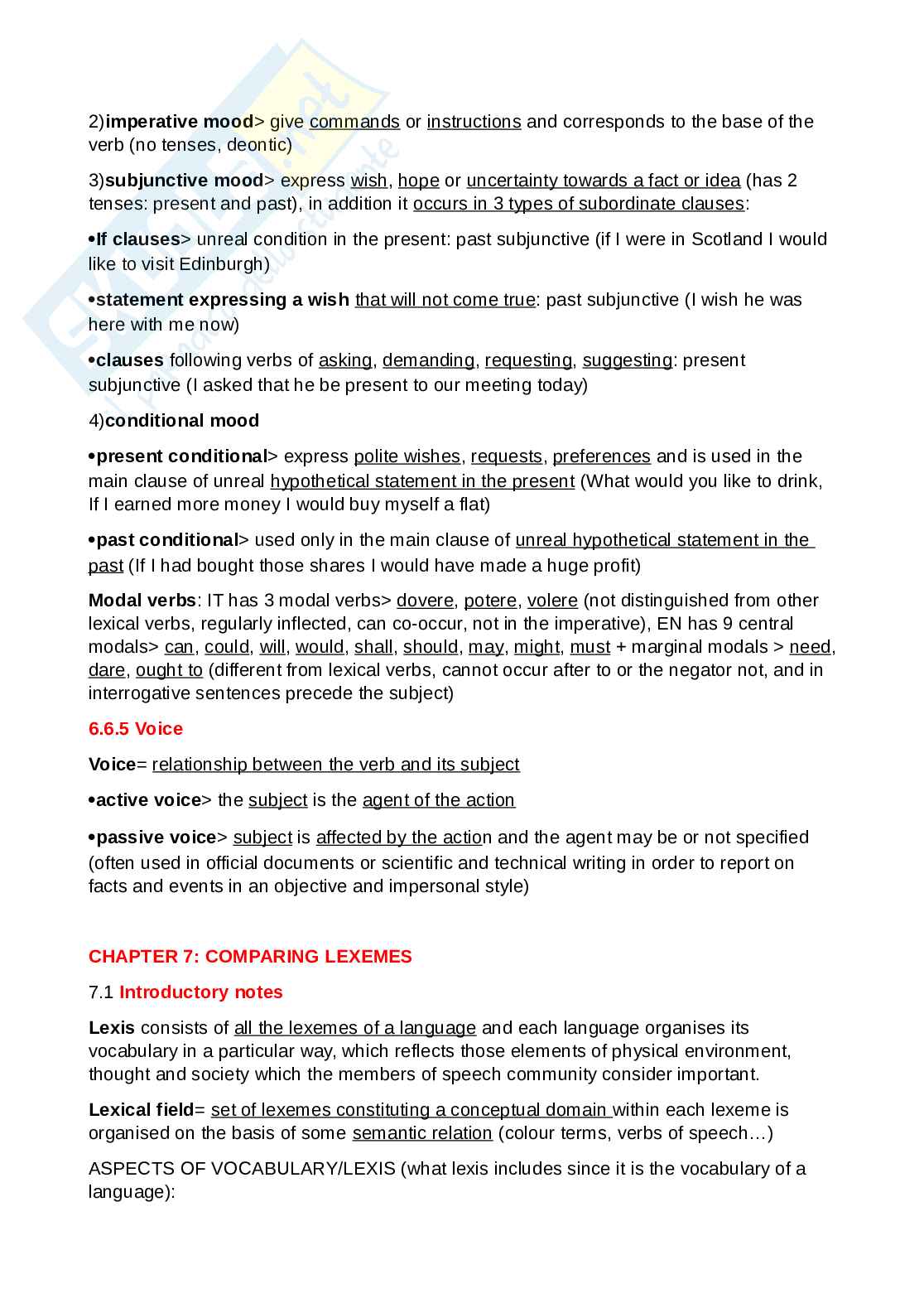 Riassunto esame Lingua e traduzione inglese, Prof. Pettini Silvia, libro consigliato Linking Worlds. Comparing english and italian, Laviosa Pag. 31