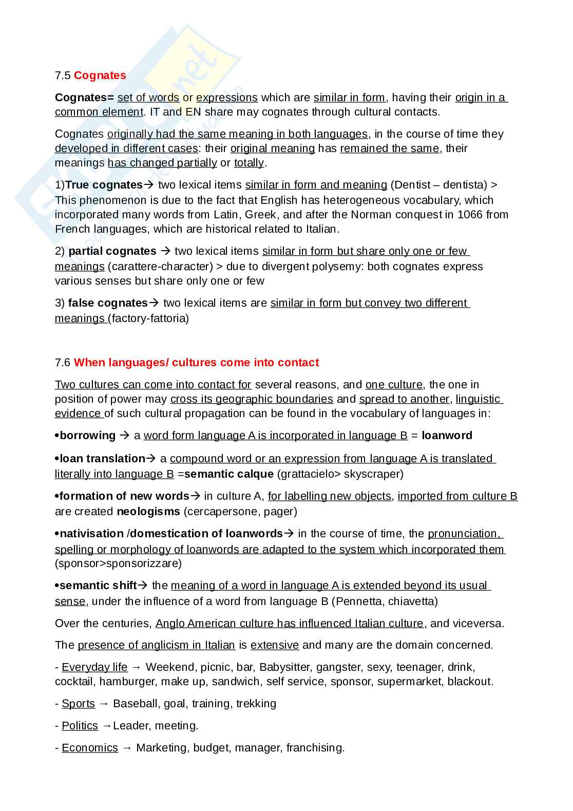 Riassunto esame Lingua e traduzione inglese, Prof. Pettini Silvia, libro consigliato Linking Worlds. Comparing english and italian, Laviosa Pag. 36