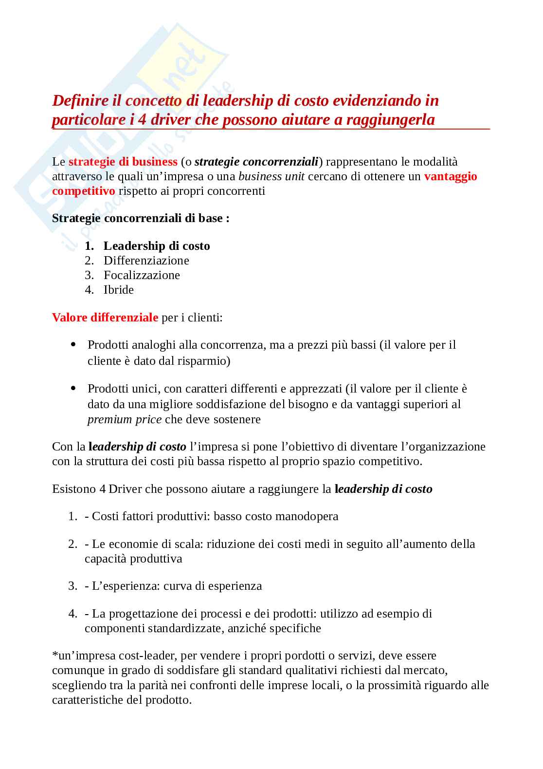 Domande Strategia d'impresa Pag. 11
