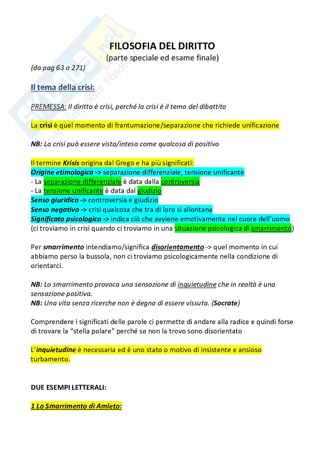 Appunti seconda parte del parziale di Filosofia del diritto Pag. 1