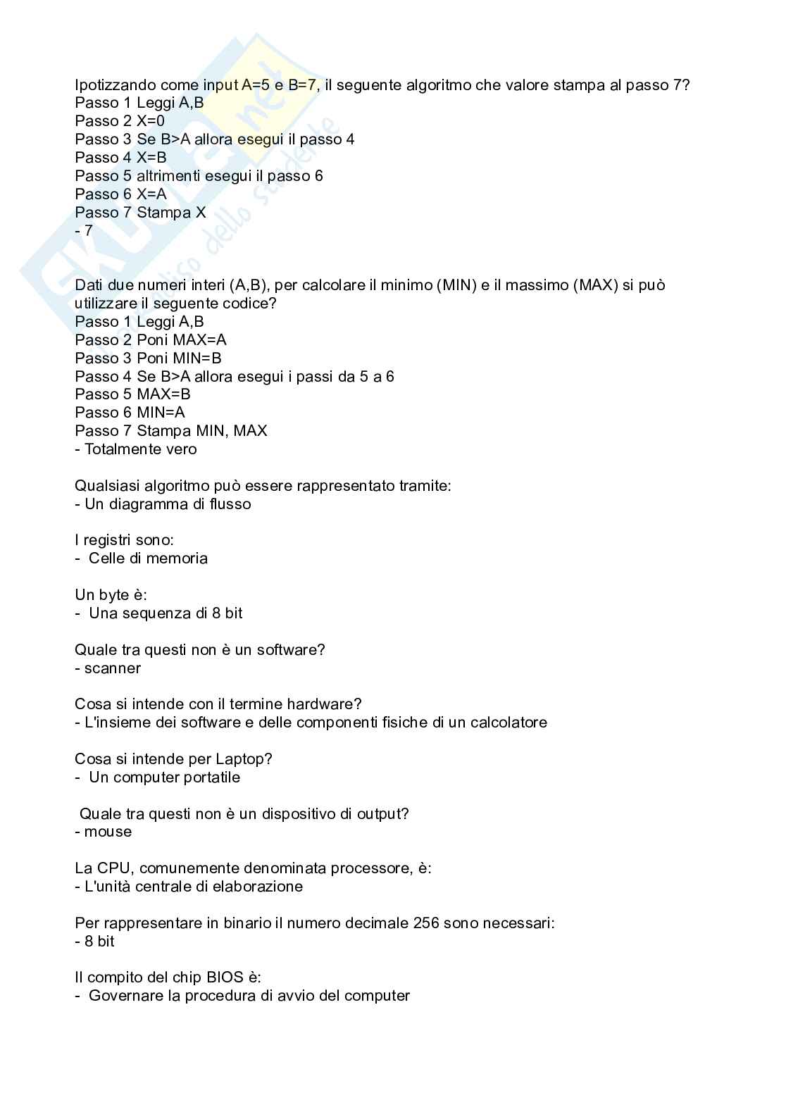 Paniere completo Abilità informatiche e telematiche: domande chiuse a crocette e domande aperte ben dettagliate con domande fuori paniere  Pag. 2