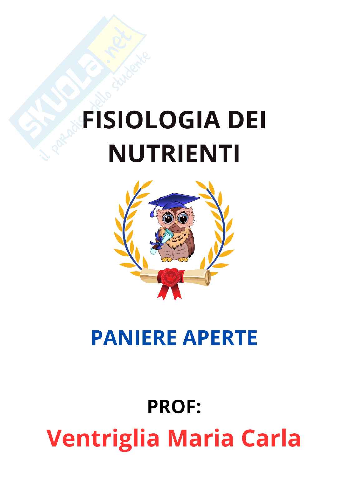 Paniere Fisiologia dei nutrienti (2026) - Risposte aperte corrette  Pag. 1