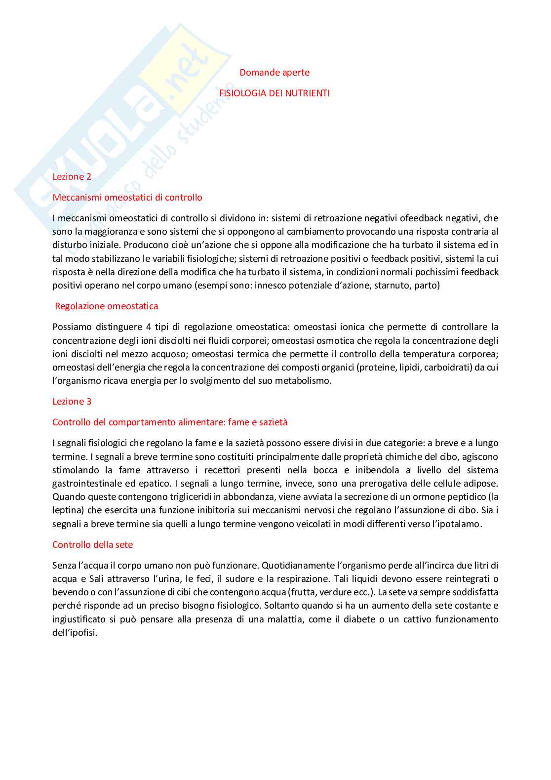 Paniere Fisiologia dei nutrienti (2026) - Risposte aperte corrette  Pag. 2