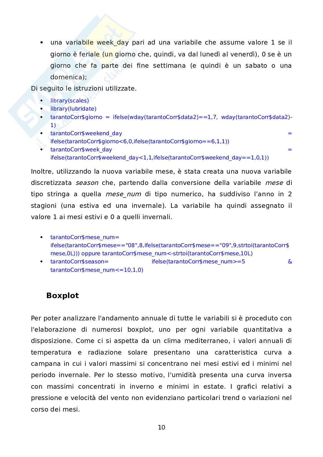 R-Studio: Analisi della concentrazione del diossido di azoto (NO₂) nell'area cittadina di Taranto (2009) (tesina) Pag. 11