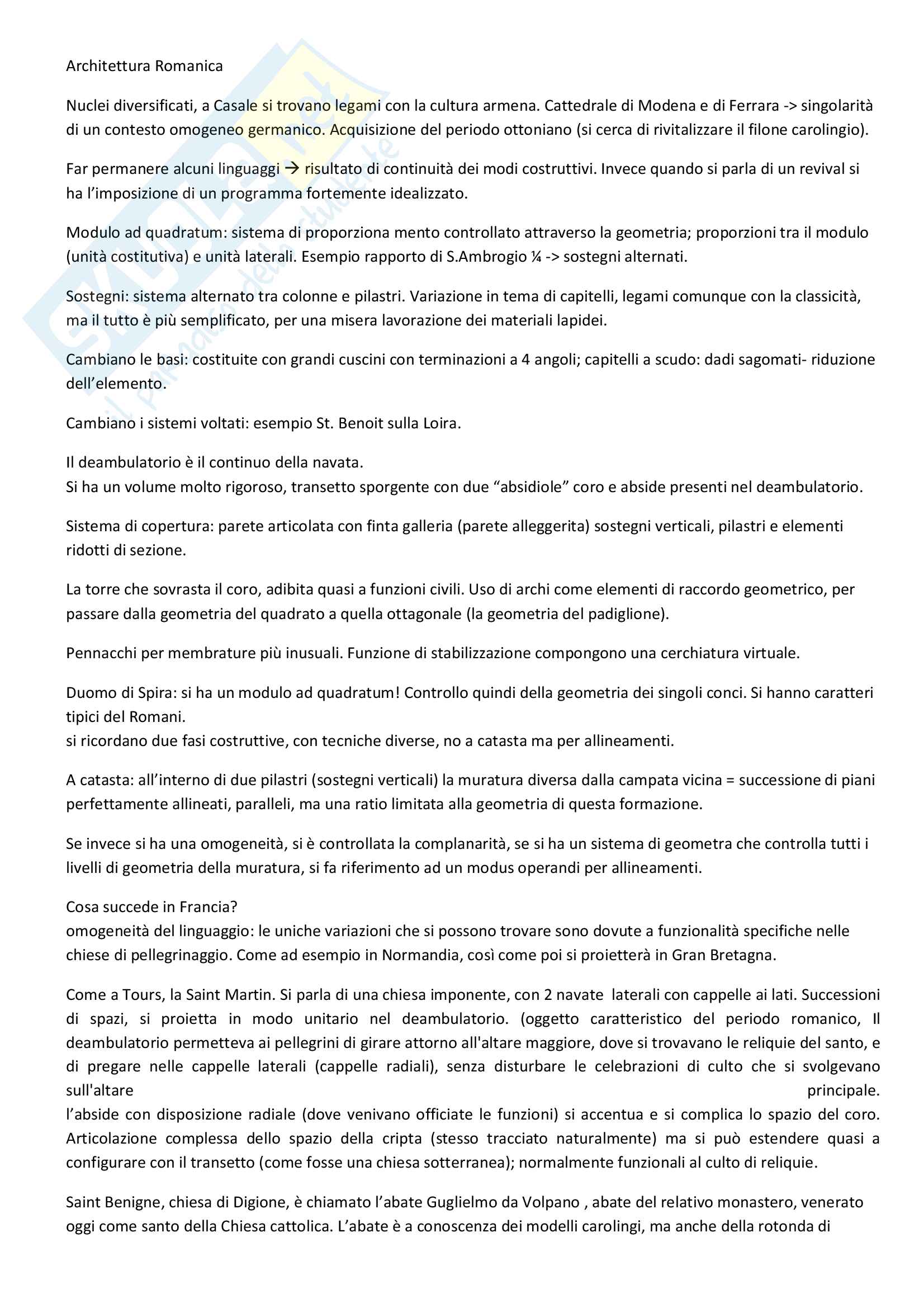 Architettura Romanica - appunti lezione Pag. 1