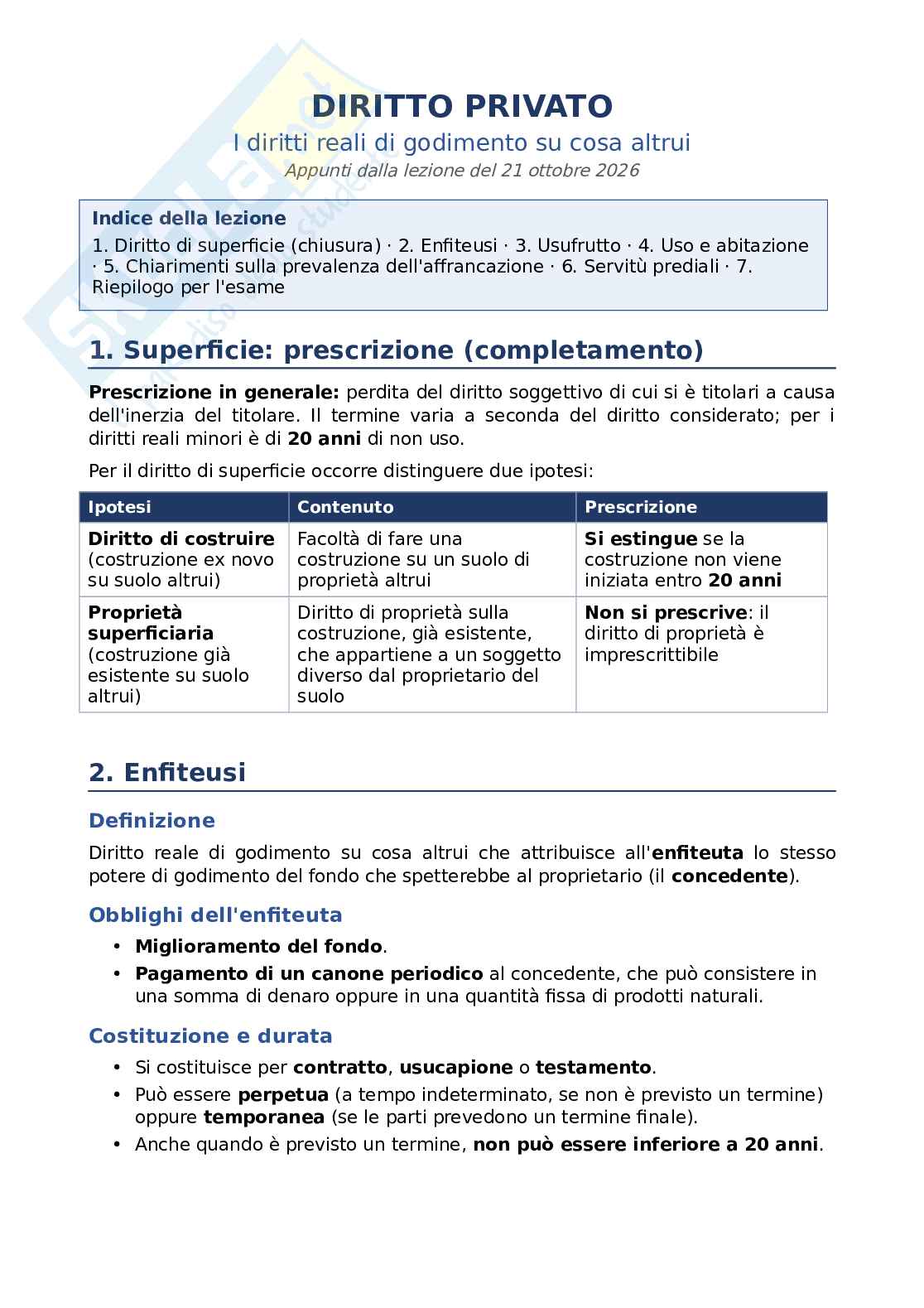 Diritti reali di godimento su cose altrui Pag. 1