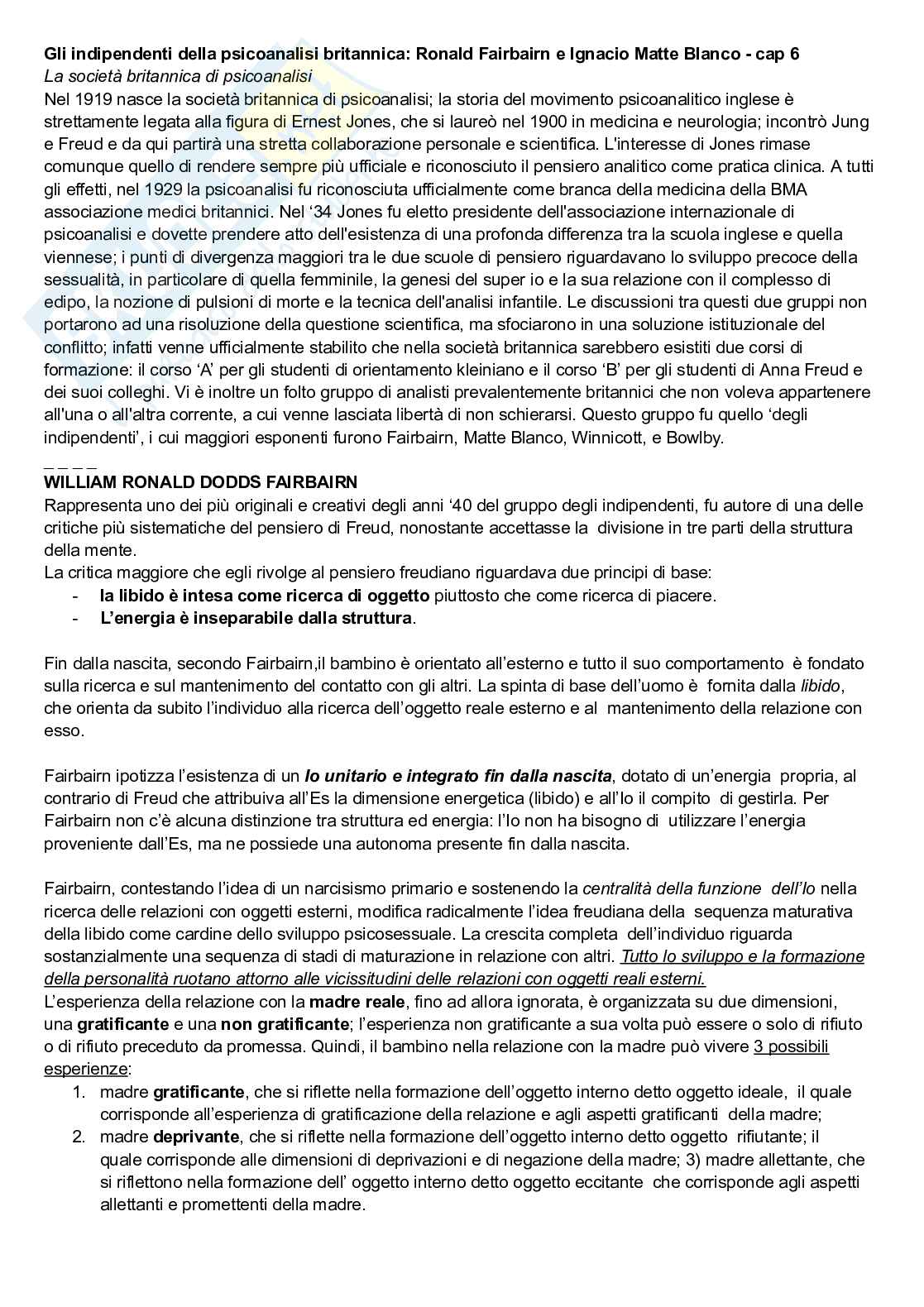 Riassunto esame Psicologia dinamica, Prof. Sideli Lucia, libro consigliato Psicologia dinamica, De Coro, A. & Ortu  Pag. 26