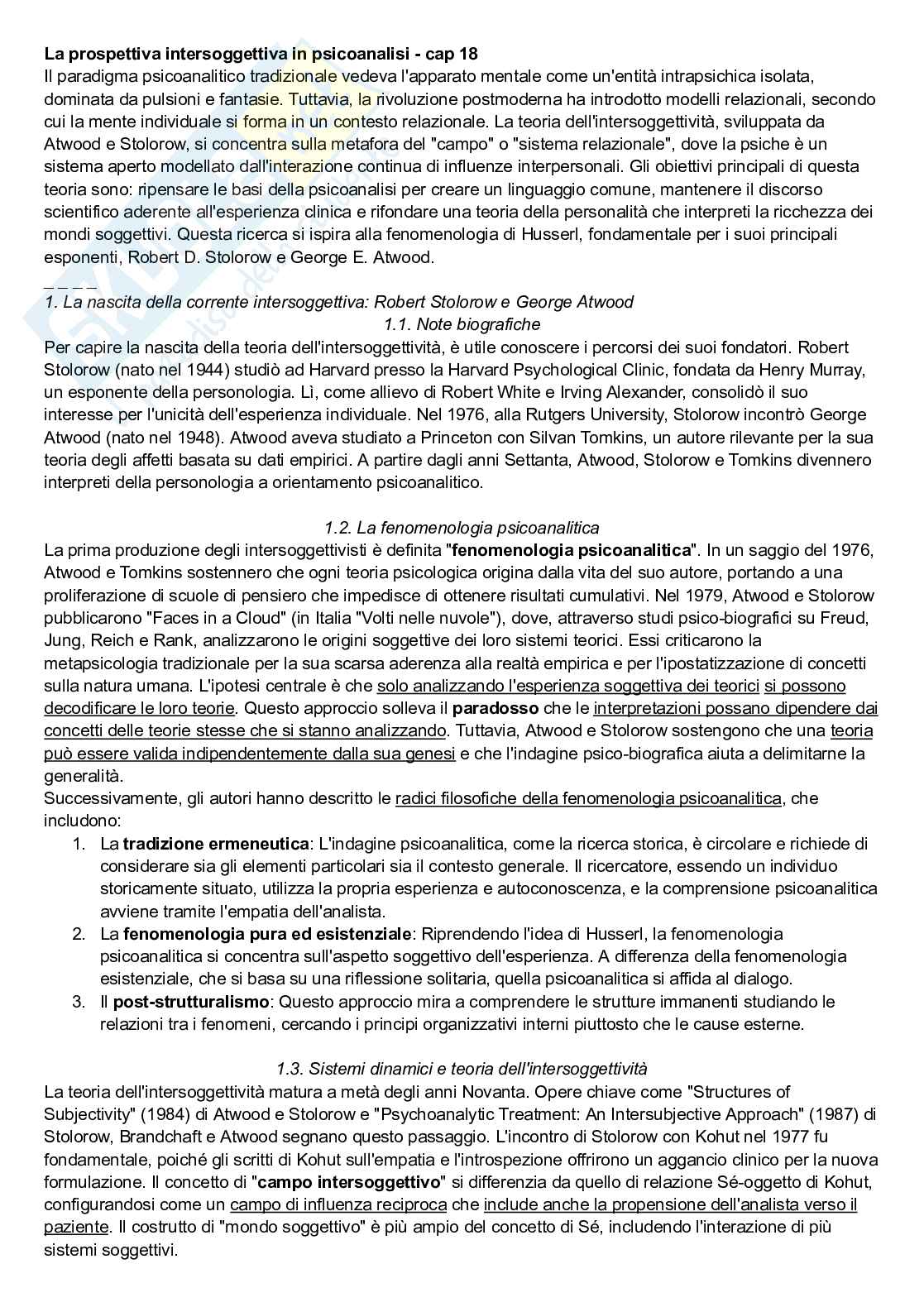 Riassunto esame Psicologia dinamica, Prof. Sideli Lucia, libro consigliato Psicologia dinamica, De Coro, A. & Ortu  Pag. 66