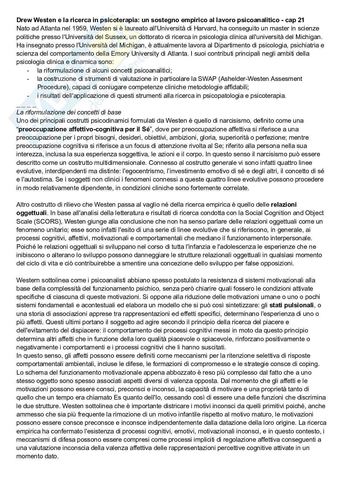 Riassunto esame Psicologia dinamica, Prof. Sideli Lucia, libro consigliato Psicologia dinamica, De Coro, A. & Ortu  Pag. 76