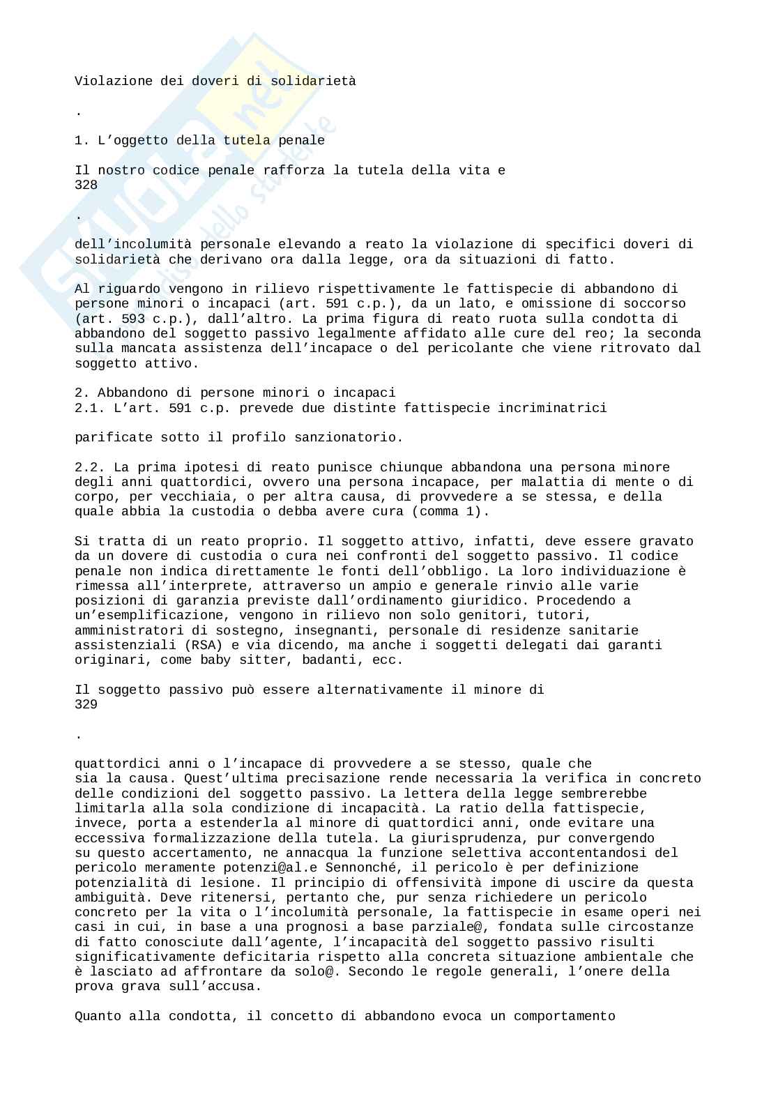 Violazione dei doveri di solidarietà Pag. 1