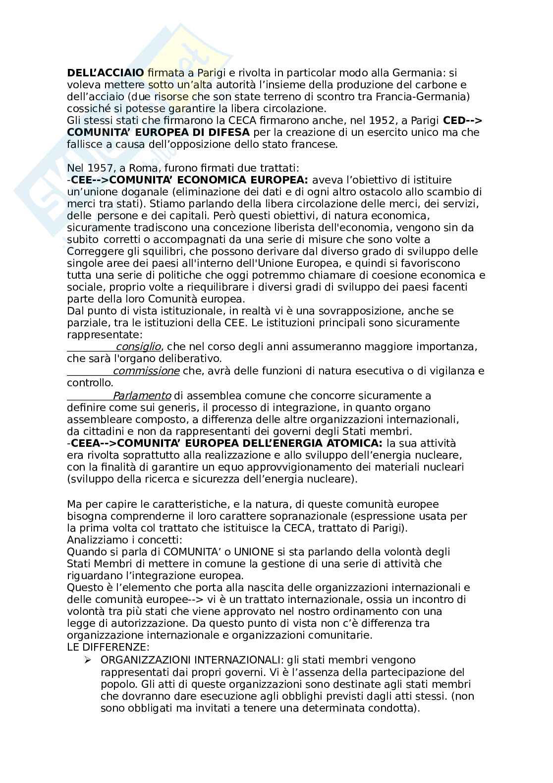 Riassunto esame Diritto dell'unione europea, Prof. Carta Mario, libro consigliato Diritto dell'Unione Europea, Villani Pag. 2