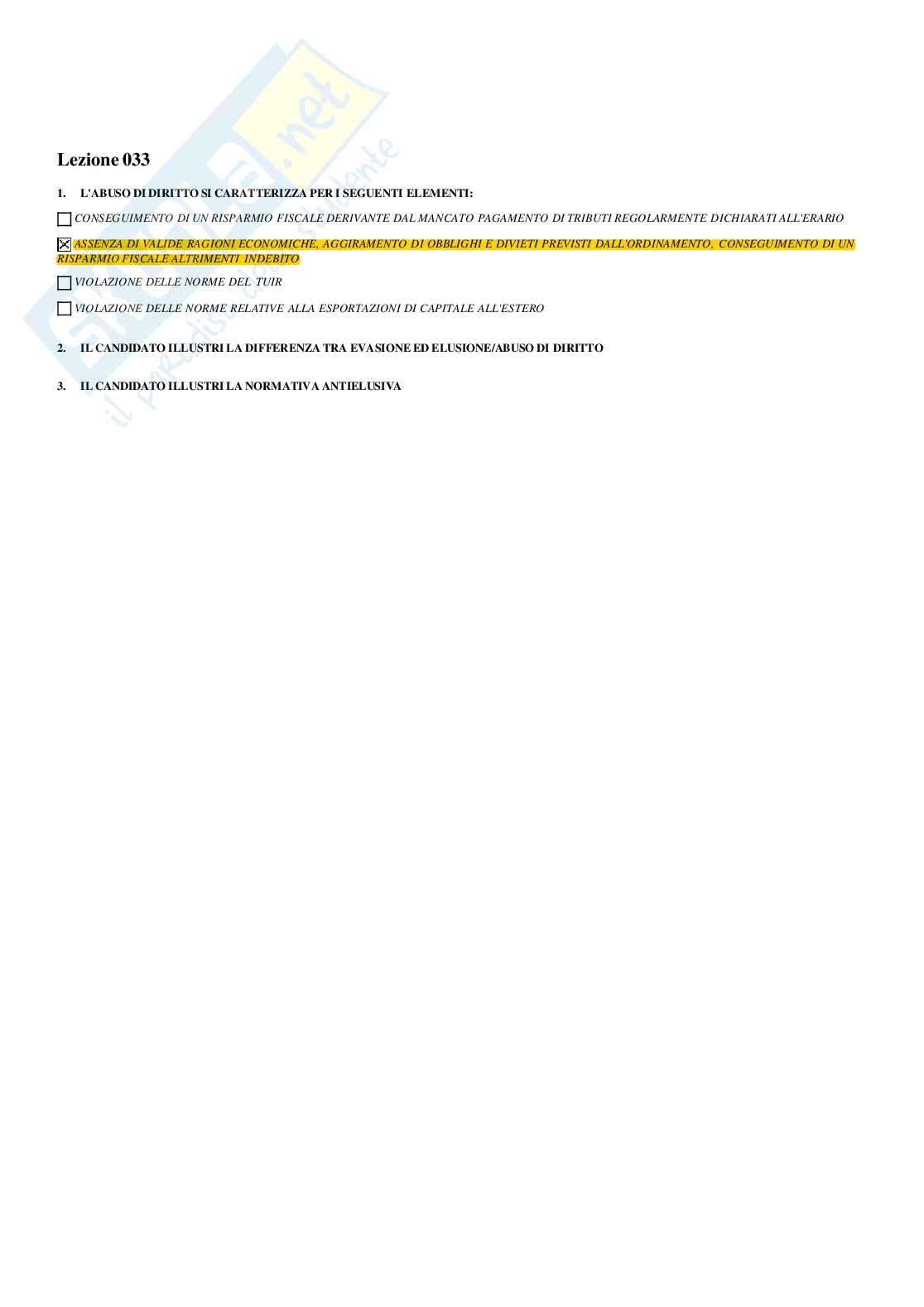 Paniere diritto tributario - risposte multiple Pag. 26