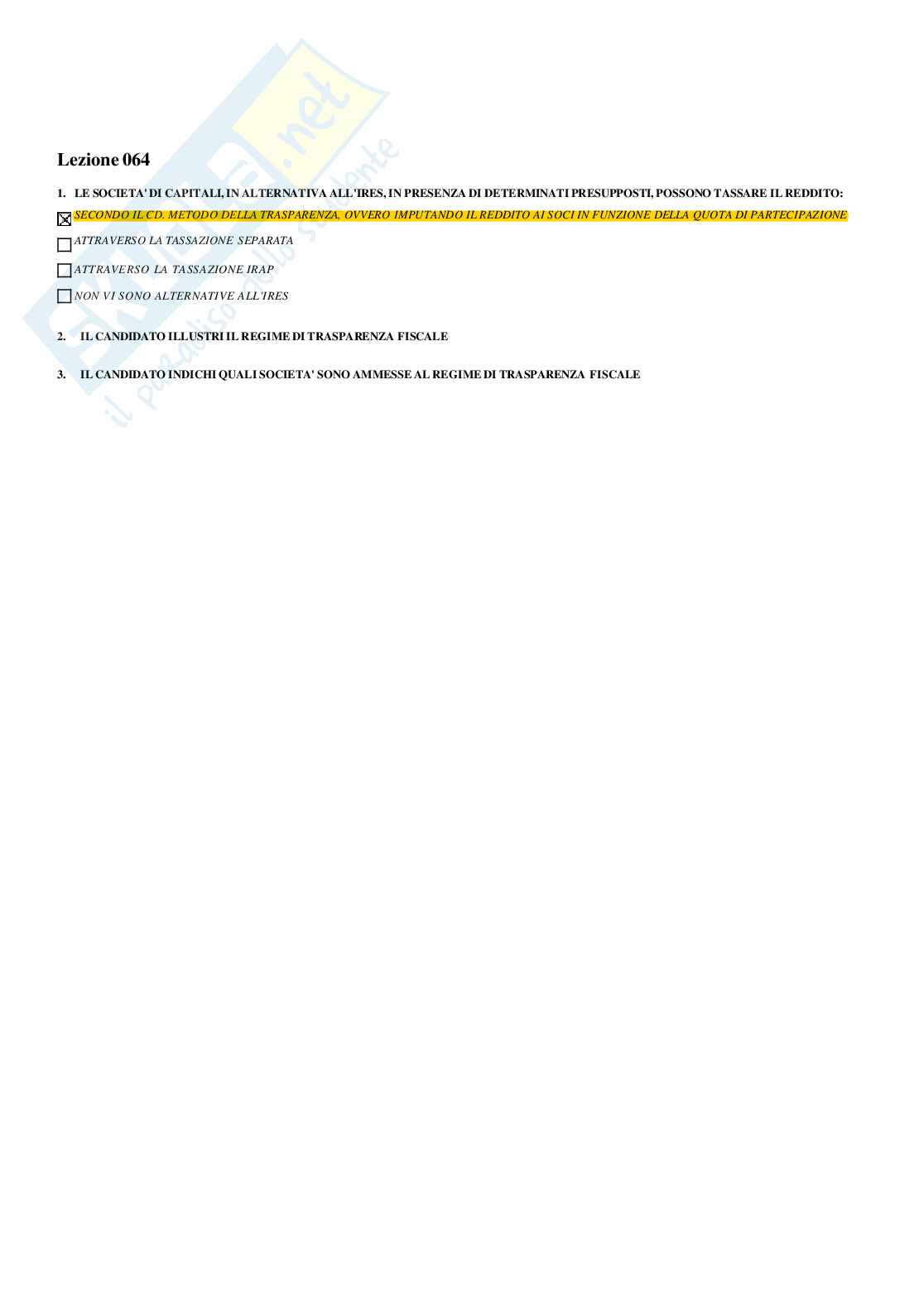 Paniere diritto tributario - risposte multiple Pag. 51